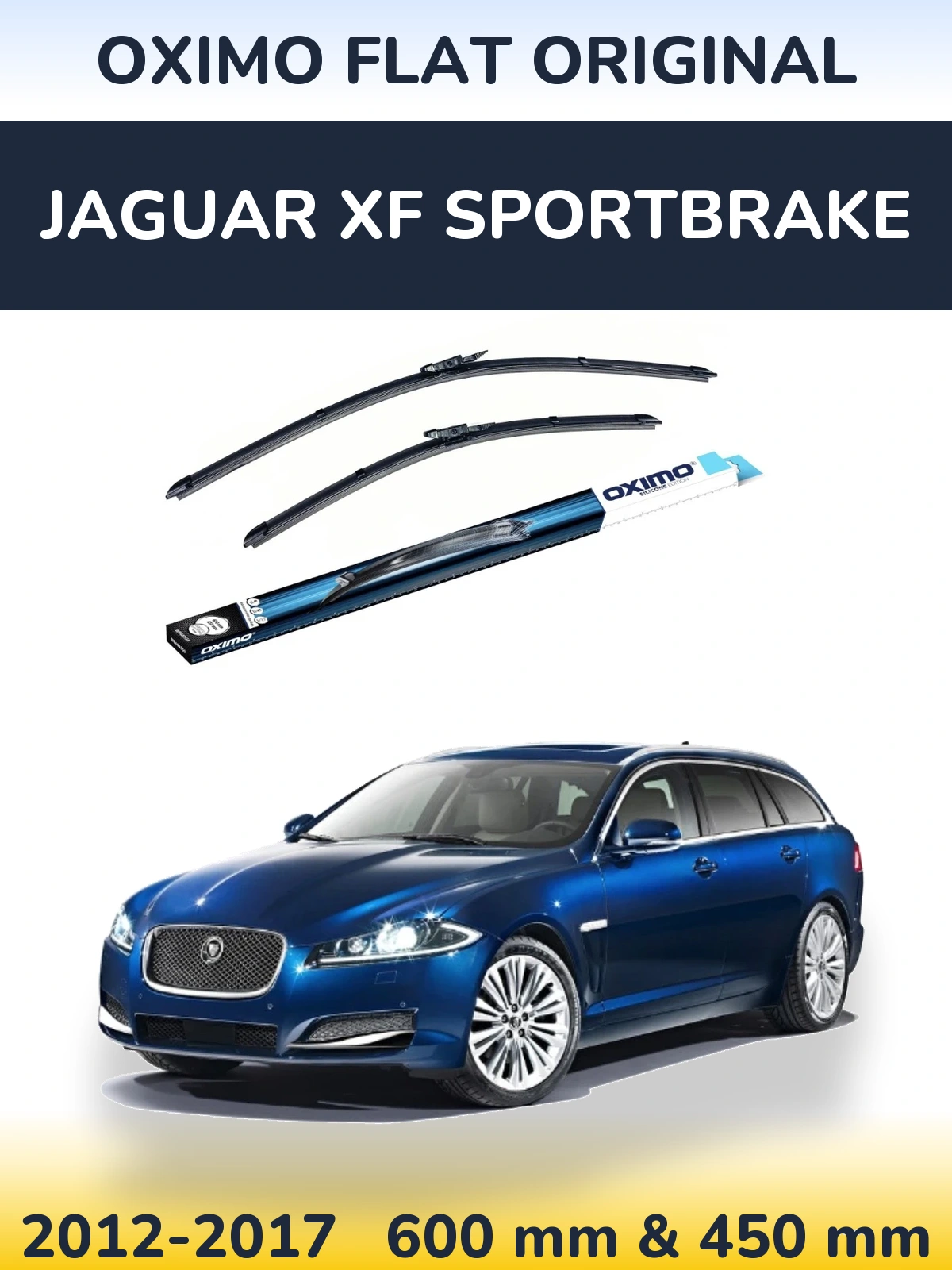 Front wiper blade set Oximo Flat Original 600 & 450 mm for Jaguar XF Sportbrake 2012-2017