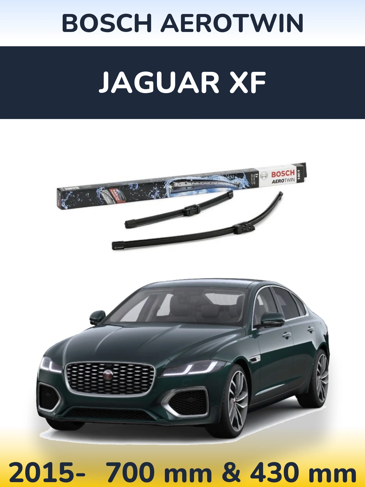 Front wiper blade set BOSCH AeroTwin 700 & 430 mm for Jaguar XF 2015-2026