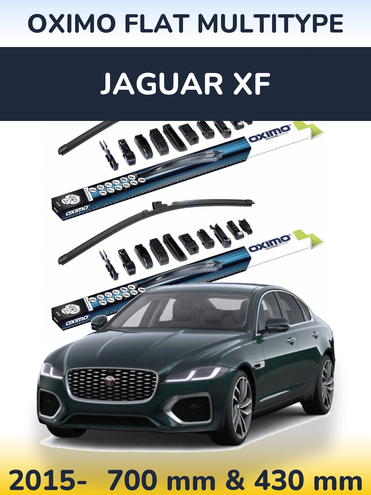 Front wiper blade set Oximo Flat MultiTipoe 700 & 430 mm for Jaguar XF 2015-2026