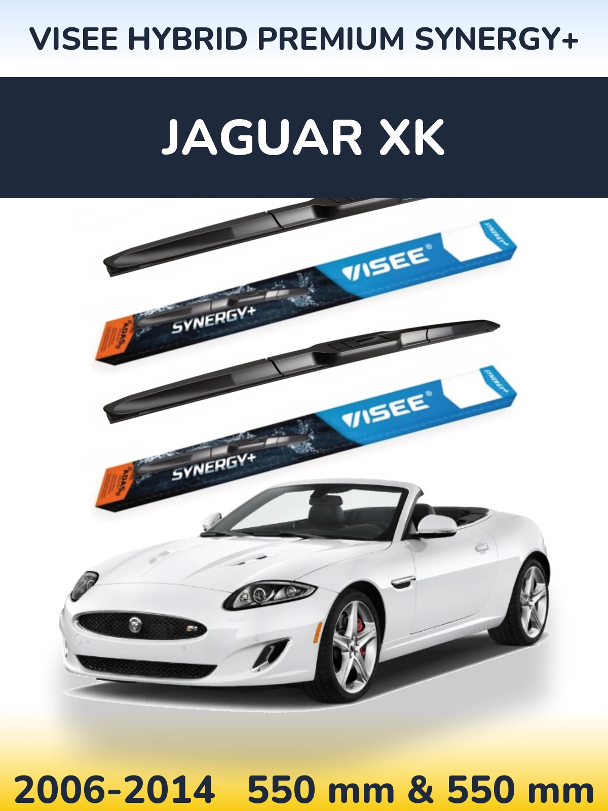Комплект передніх щіток VISEE HYBRID PREMIUM SYNERGY+ 550 & 550 мм для Jaguar XK 2006-2014