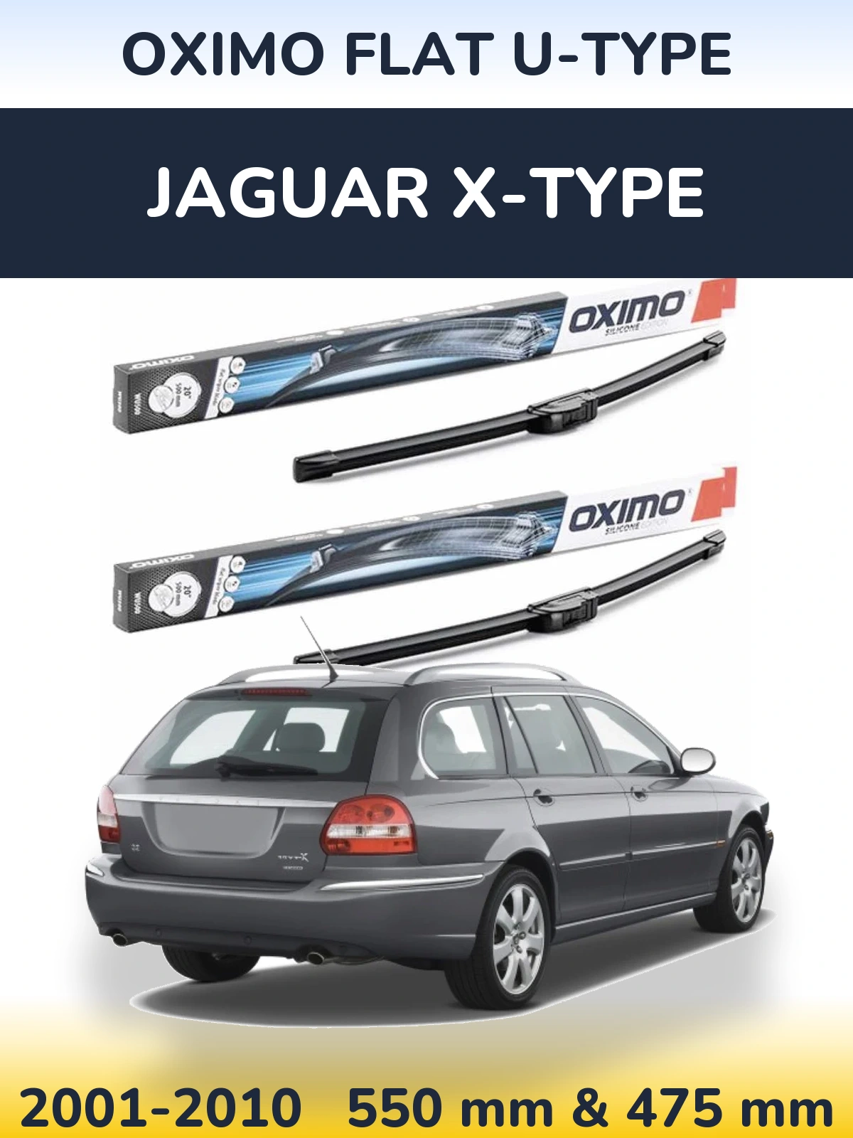 Комплект передніх щіток Oximo Flat U-type 550 & 475 мм для Jaguar X-Типe 2001-2010