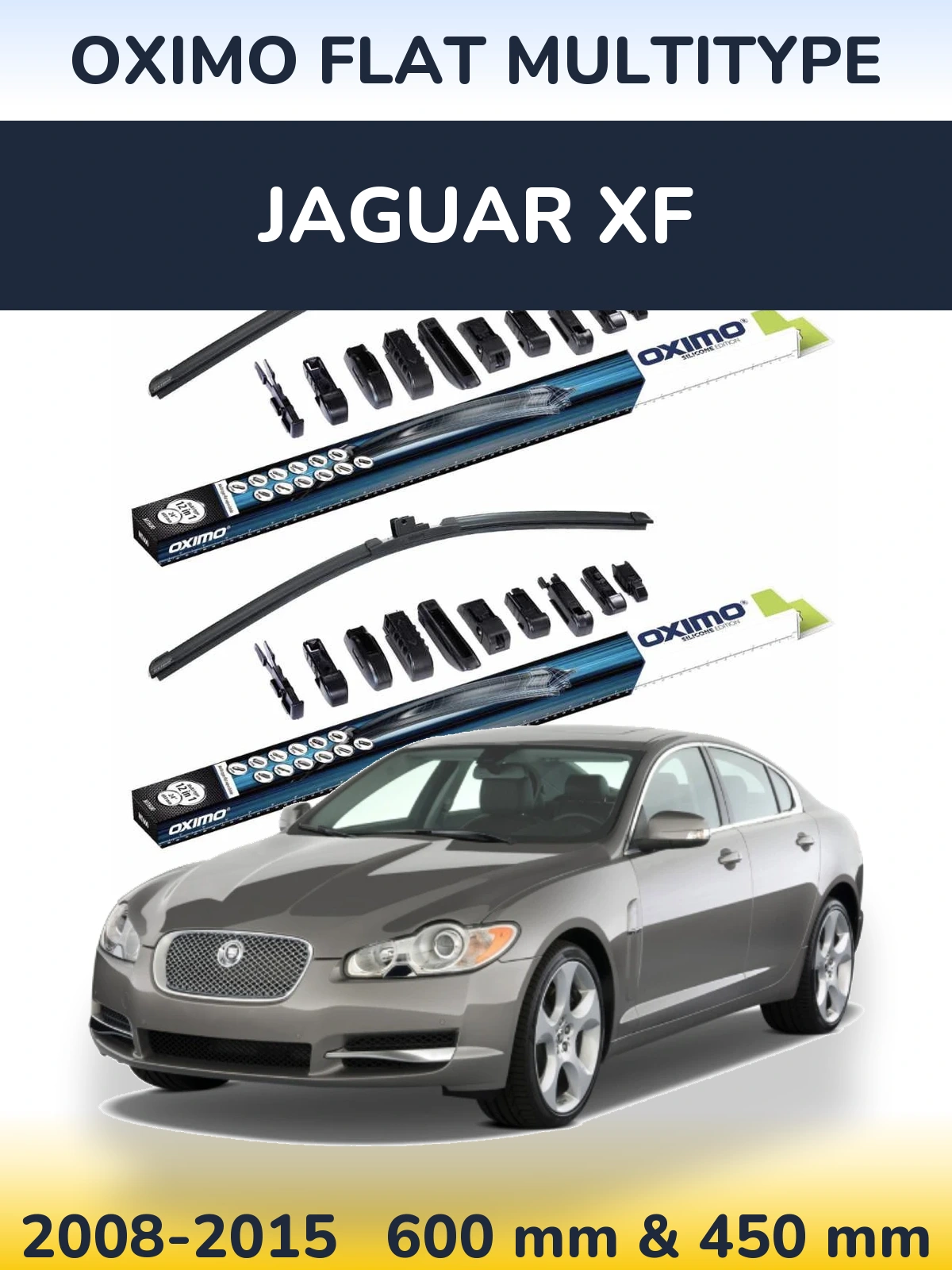Front wiper blade set Oximo Flat MultiTipoe 600 & 450 mm for Jaguar XF 2008-2015