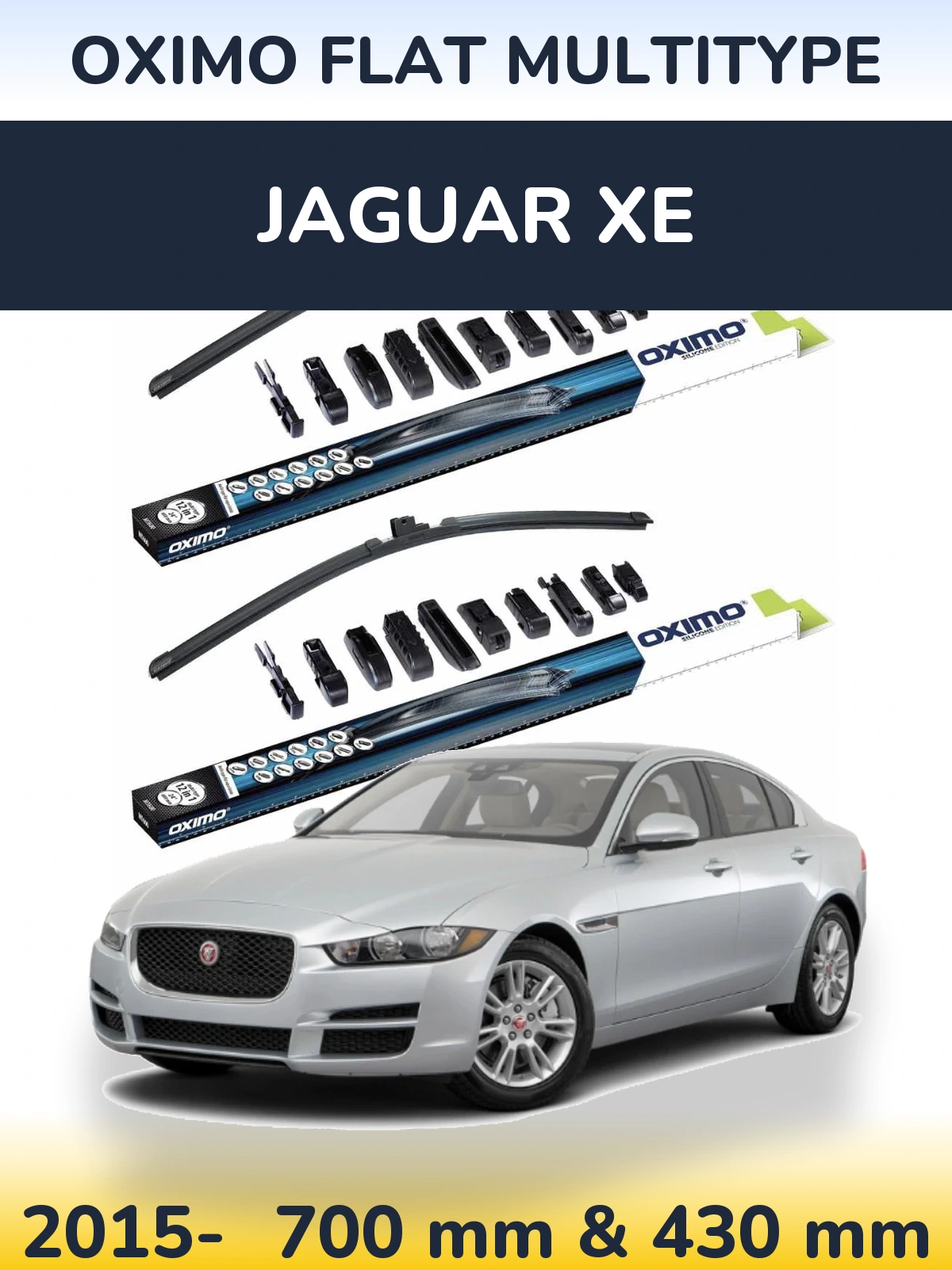 Front wiper blade set Oximo Flat MultiTipoe 700 & 430 mm for Jaguar XE 2015-2026