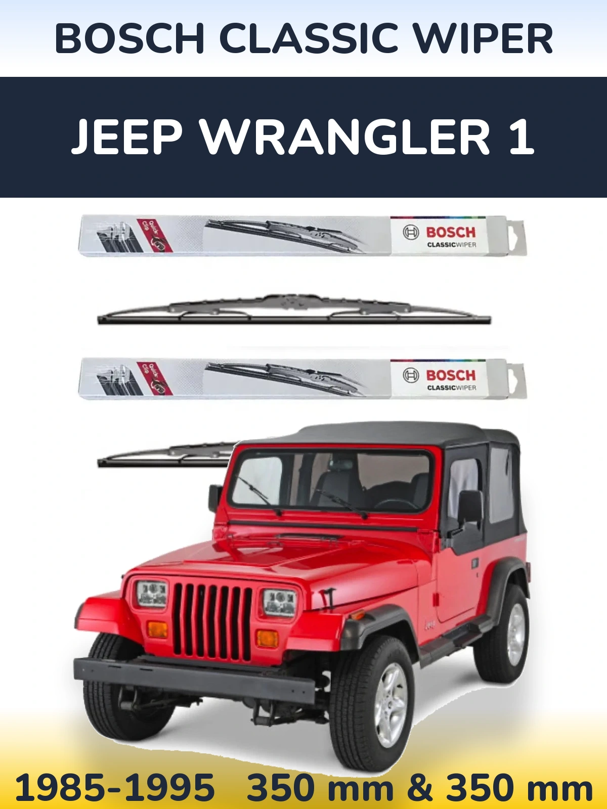 Комплект передних дворников BOSCH Classic Wiper 340 & 340 мм для Jeep Wrangler 1 1985-1995