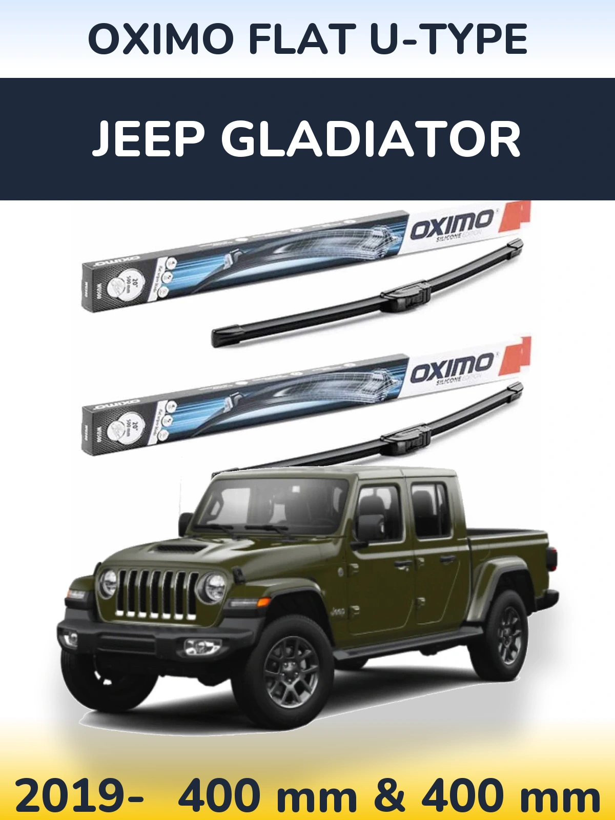 Комплект передних дворников Oximo Flat U-type 400 & 400 мм для Jeep Gladiator 2019-2026