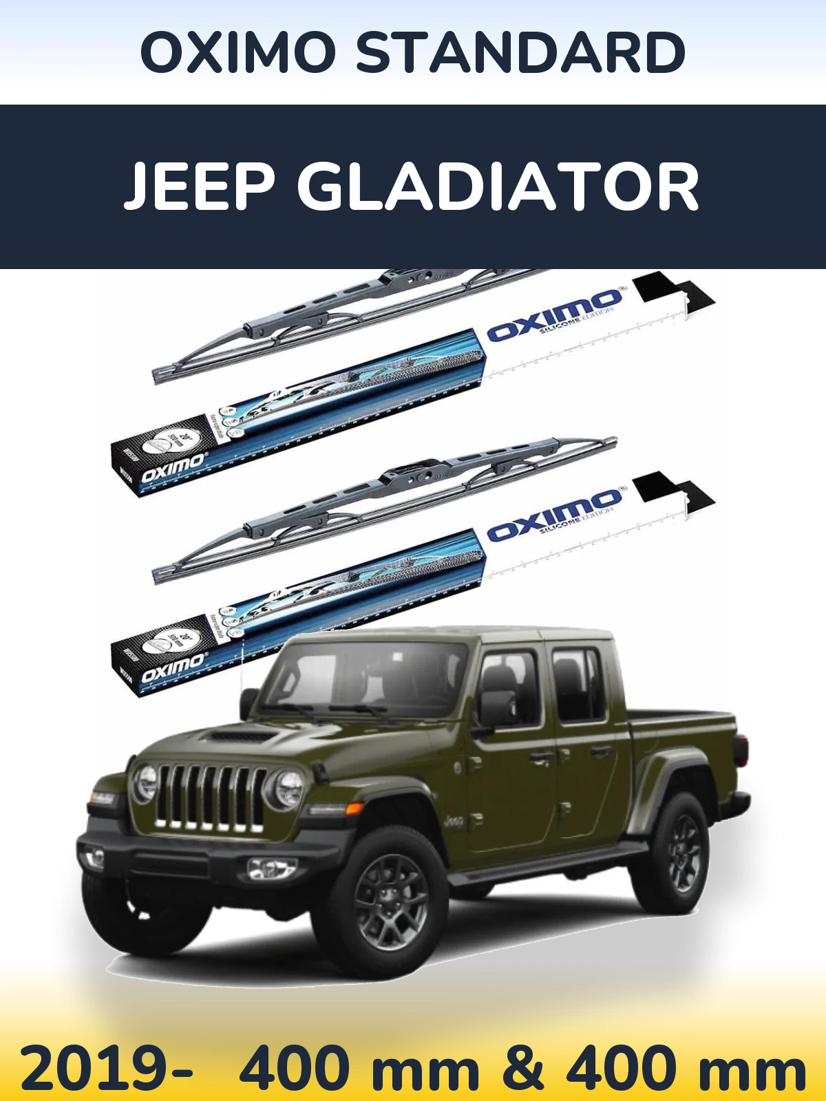 Front wiper blade set Oximo Standard 400 & 400 mm for Jeep Gladiator 2019-2026