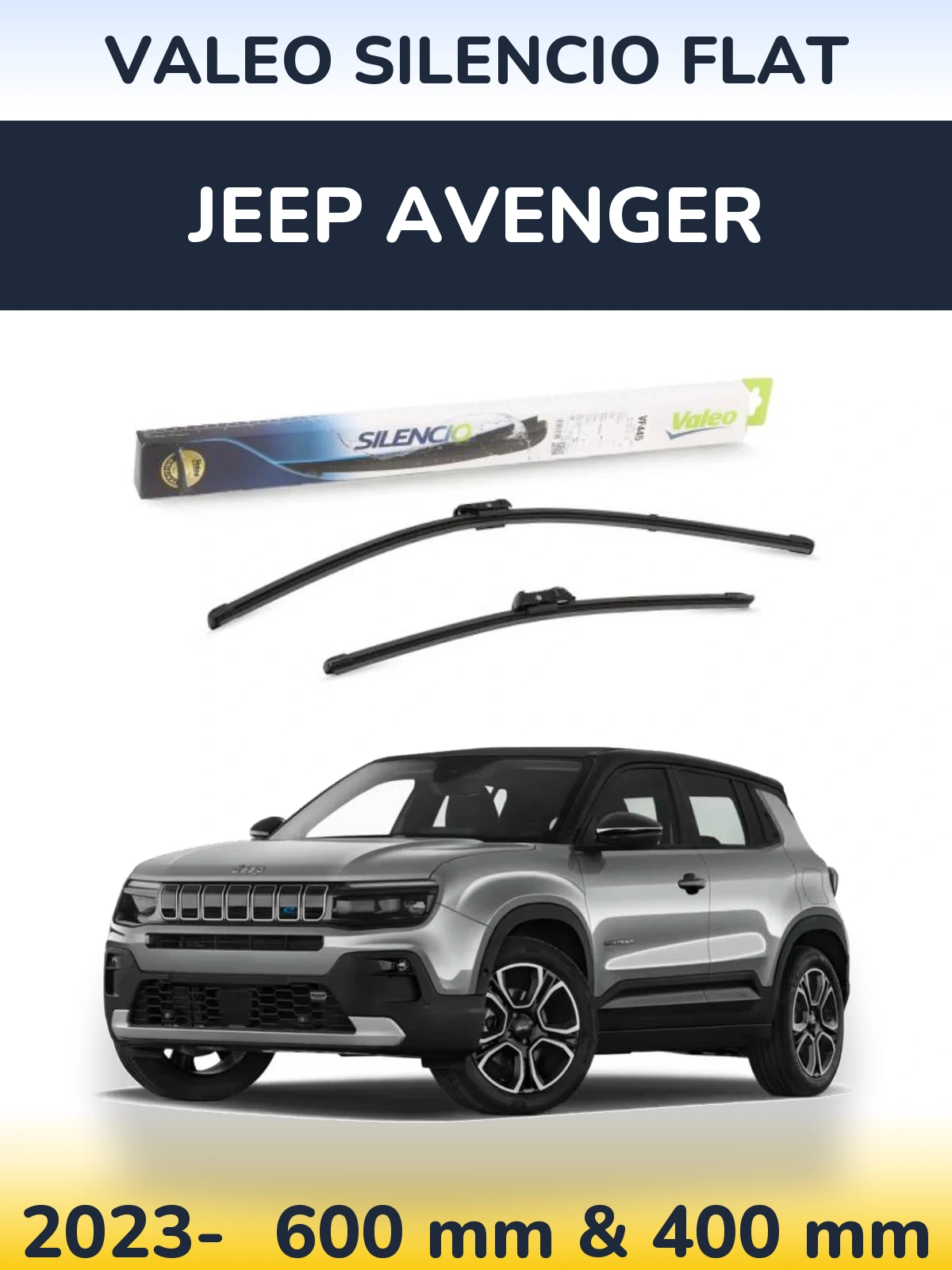 Front wiper blade set Valeo Silencio Flat 600 & 400 mm for Jeep Avenger 2023-2026