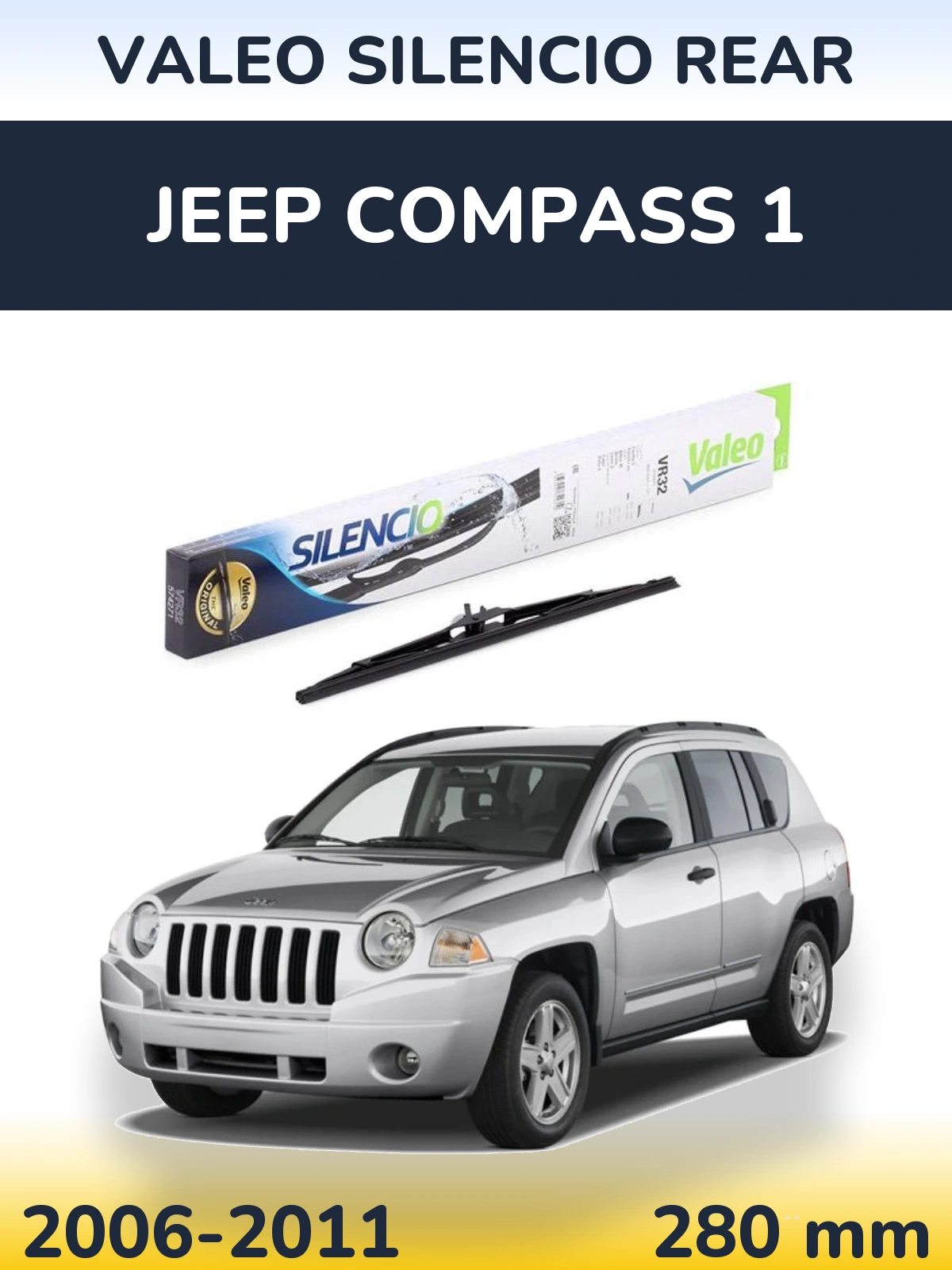 Rear wiper blade Valeo Silencio Rear 280 mm for Jeep Compass 1 2006-2011