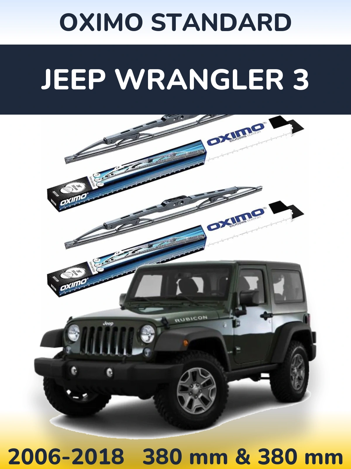 Front wiper blade set Oximo Standard 375 & 375 mm for Jeep Wrangler 3 2006-2018