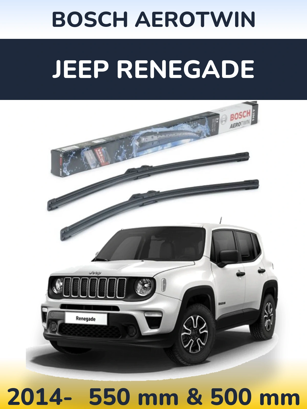 Front wiper blade set BOSCH AeroTwin 550 & 500 mm for Jeep Renegade 2014-2026