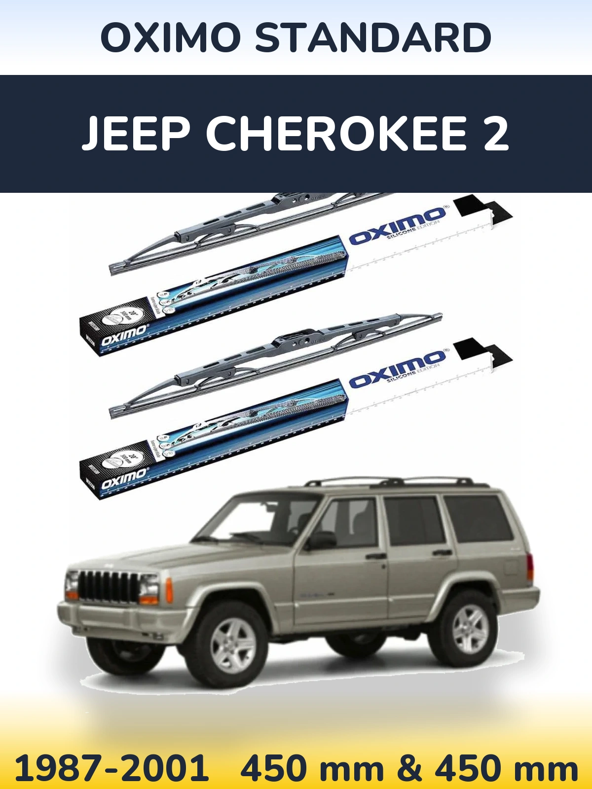 Front wiper blade set Oximo Standard 450 & 450 mm for Jeep Cherokee 2 1987-2001