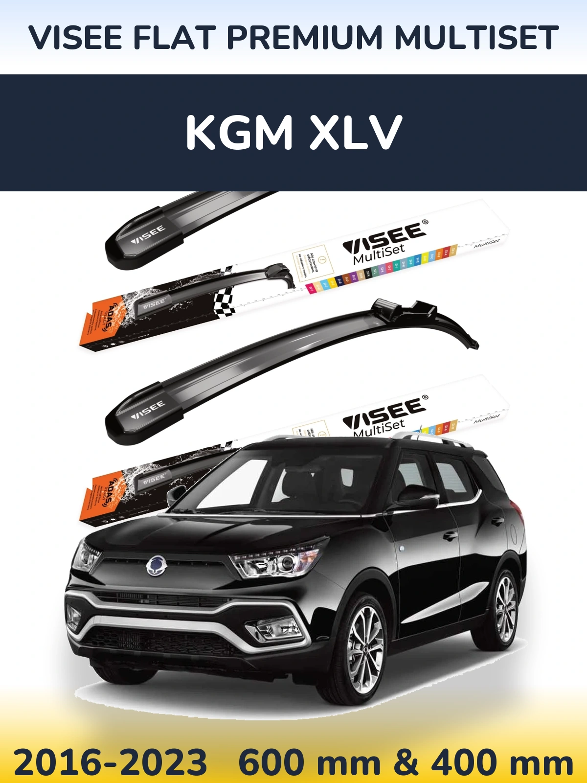 Front wiper blade set VISEE FLAT PREMIUM MultiSet 600 & 400 mm for KGM XLV 2016-2023