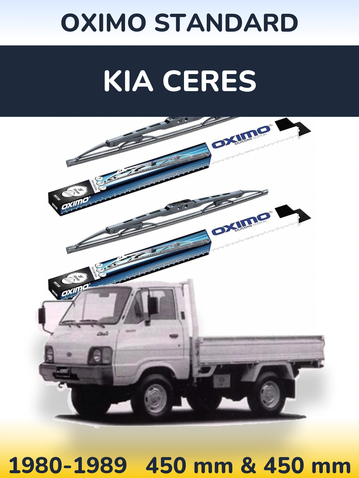 Front wiper blade set Oximo Standard 450 & 450 mm for KIA Ceres 1980-1989