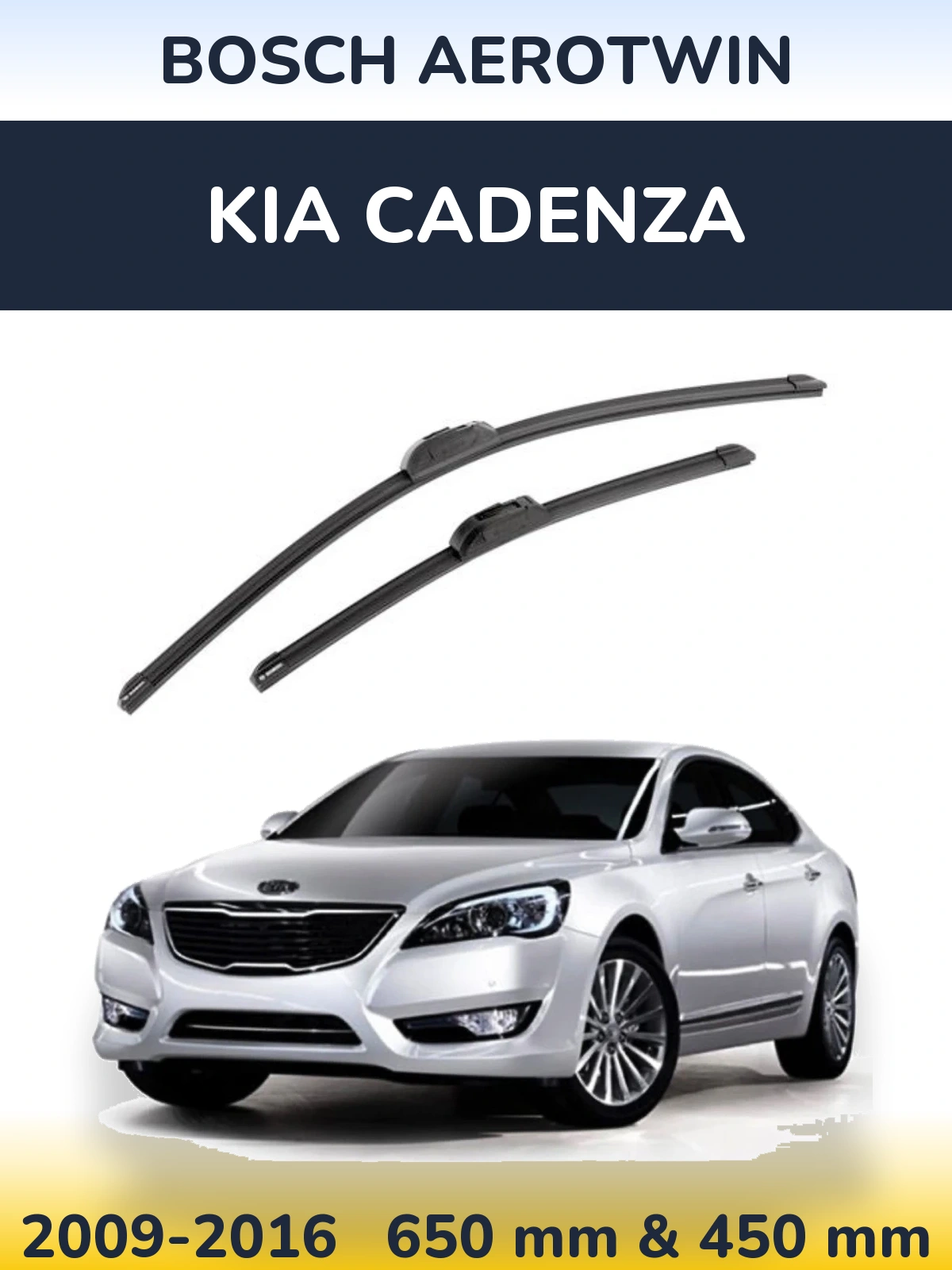 Front wiper blade set BOSCH AeroTwin 650 & 450 mm for KIA Cadenza 2009-2016