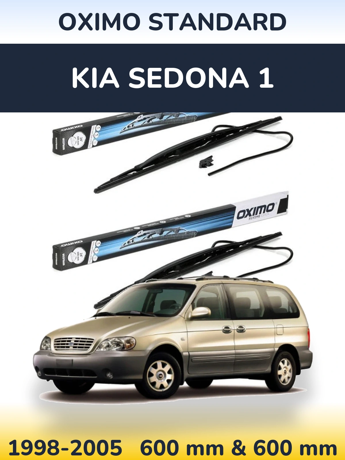 Front wiper blade set Oximo Standard 600 & 600 mm for KIA Sedona 1 1998-2005