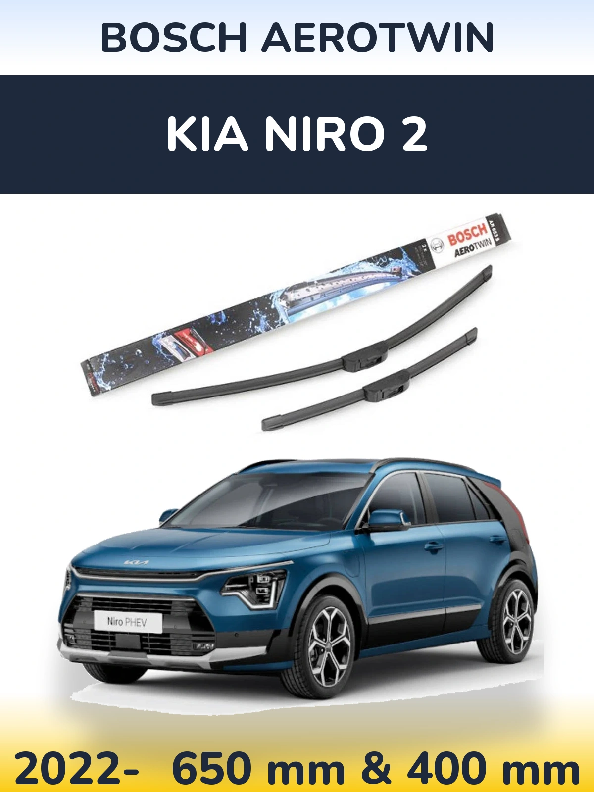Комплект передних дворников BOSCH AeroTwin 650 & 400 мм для KIA Niro 2 2022-2026