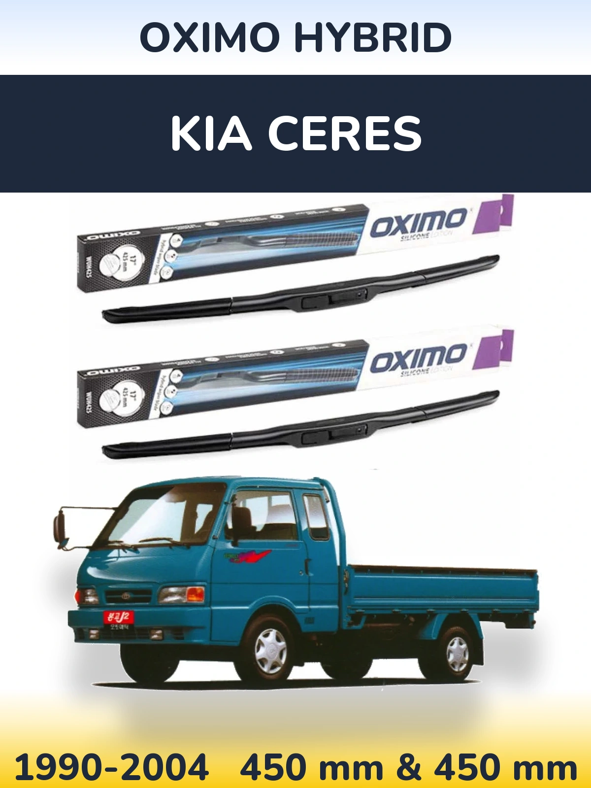 Front wiper blade set Oximo Hybrid 450 & 450 mm for KIA Ceres 1990-2004