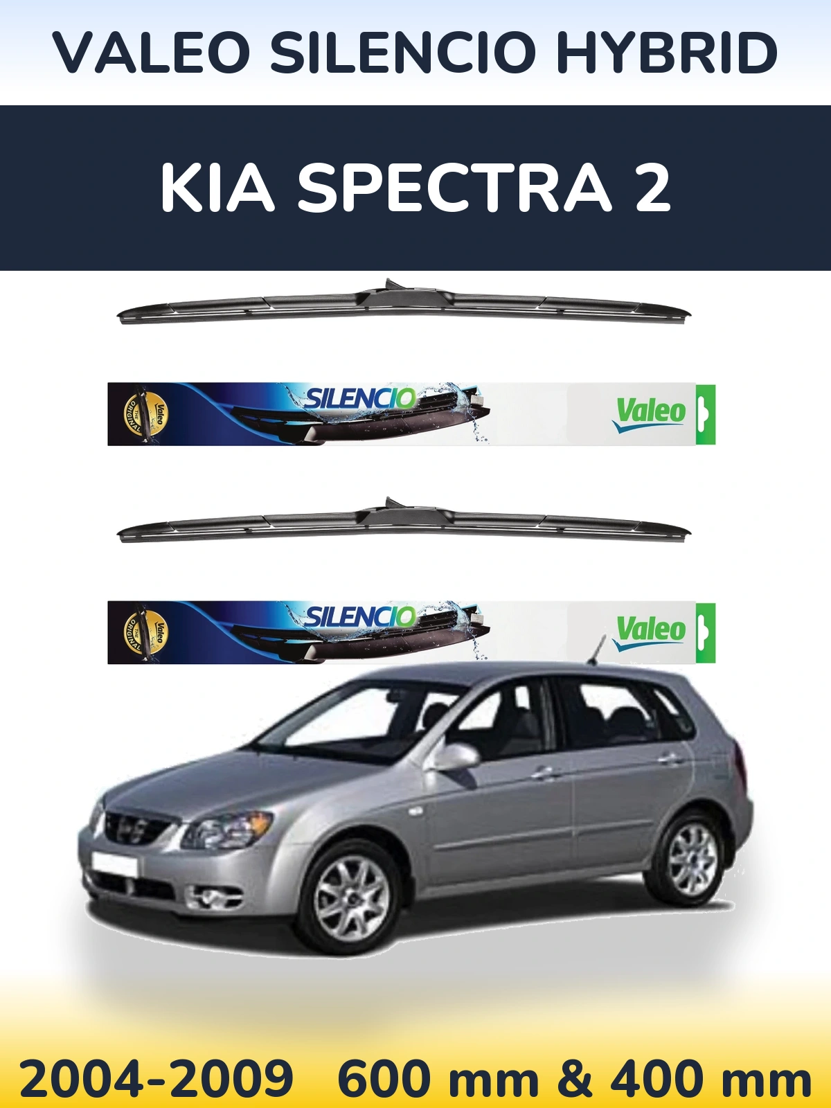 Комплект передних дворников Valeo Silencio Hybrid 600 & 400 мм для KIA Spectra 2 2004-2009