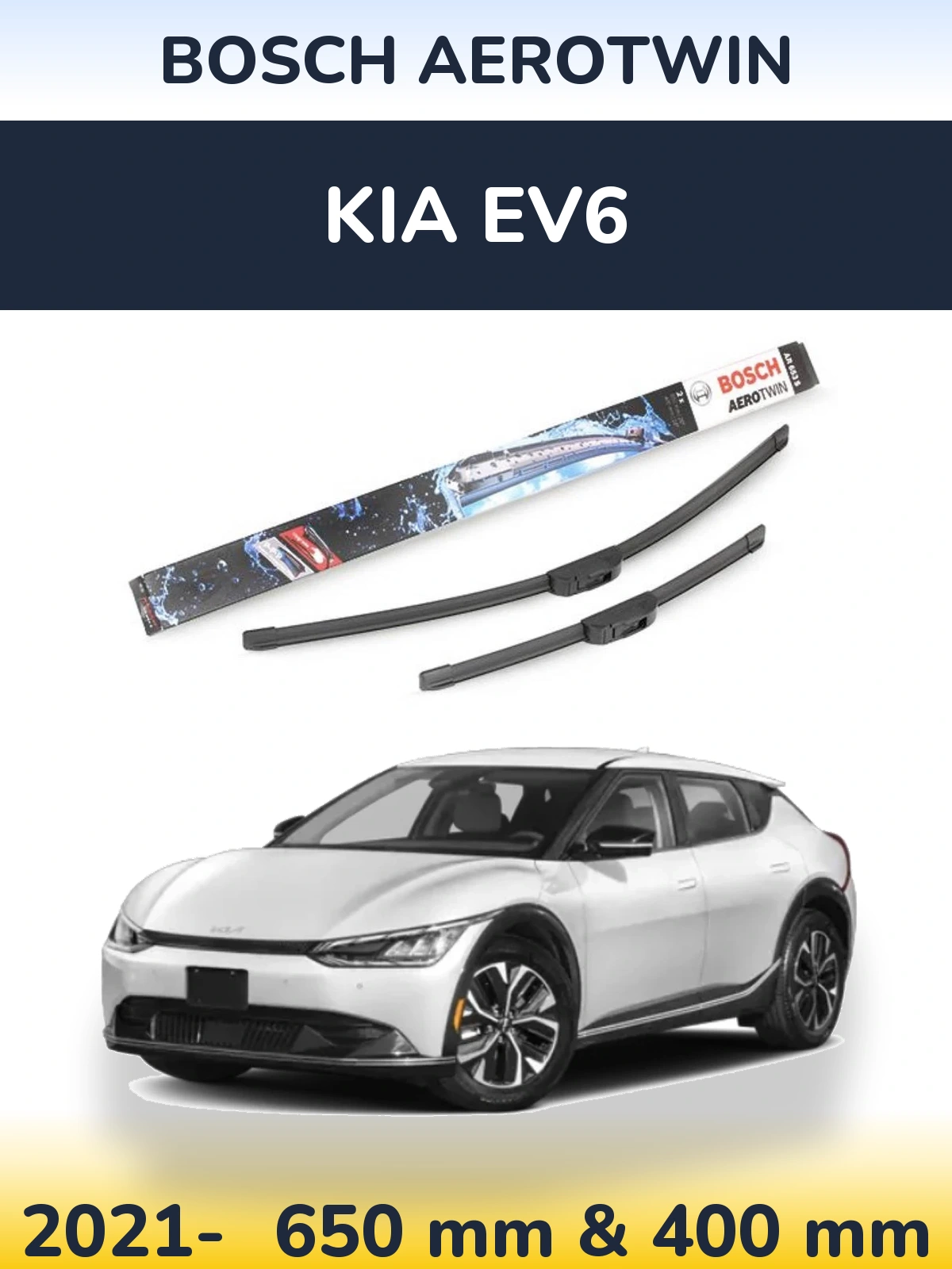 Комплект передніх щіток BOSCH AeroTwin 650 & 400 мм для KIA EV6 2021-2026