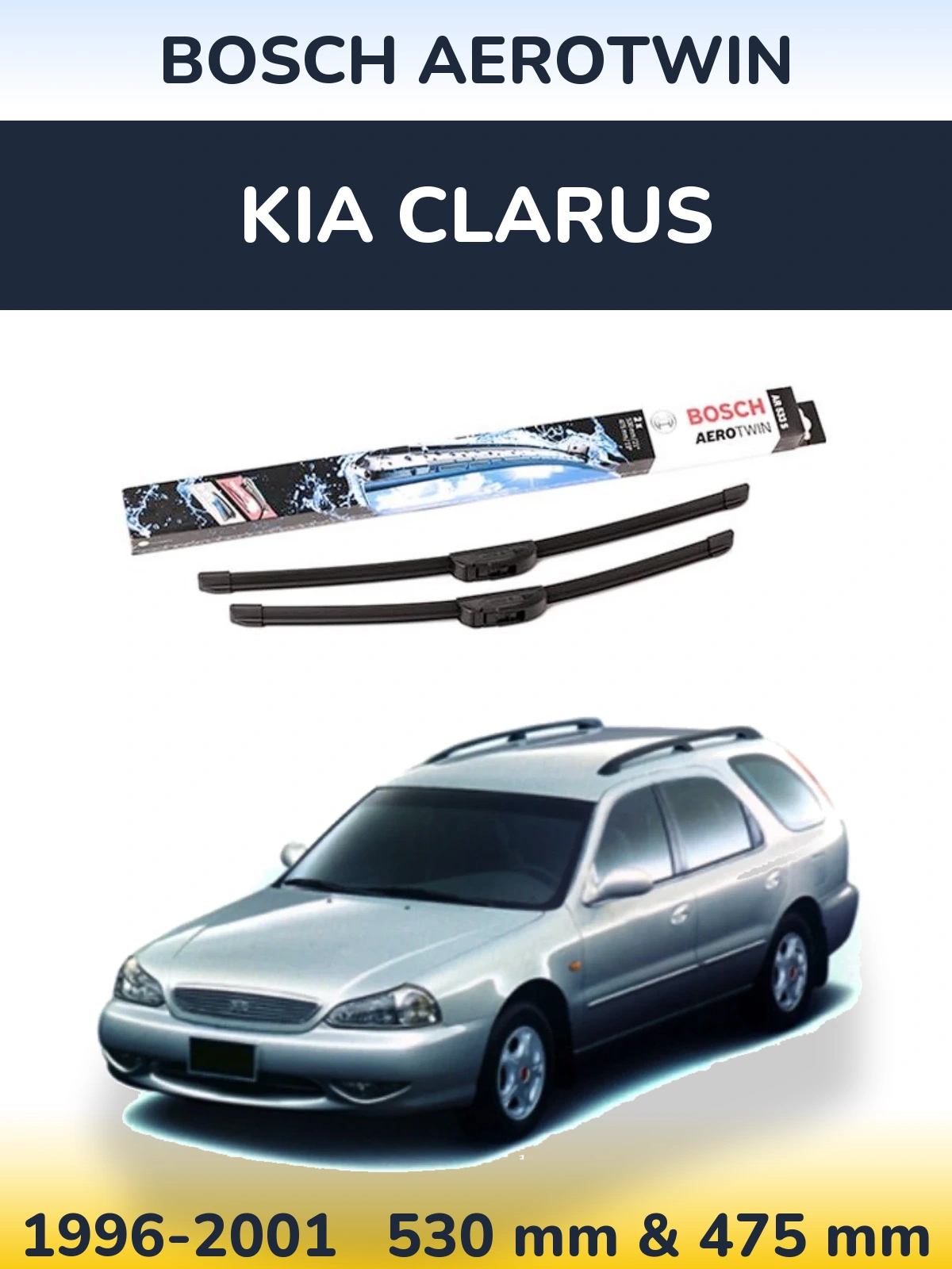Комплект передніх щіток BOSCH AeroTwin 530 & 475 мм для KIA Clarus 1996-2001