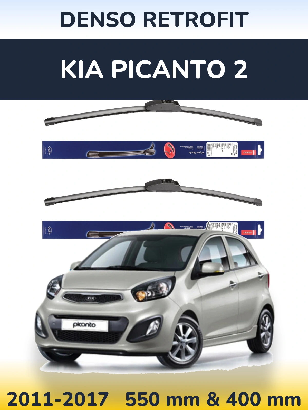 Комплект передних дворников Denso Retrofit 550 & 400 мм для KIA Picanto 2 2011-2017