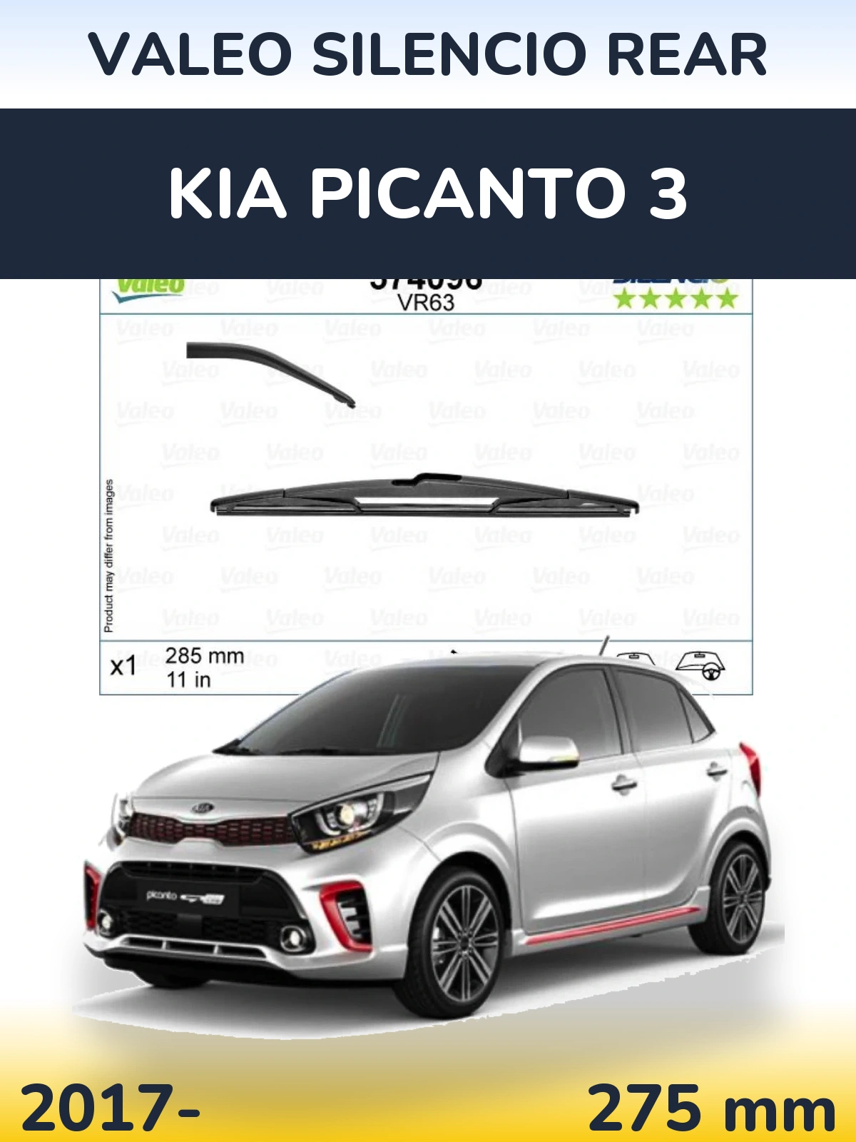 Задня щітка Valeo Silencio Rear 285 мм для KIA Picanto 3 2017-2026