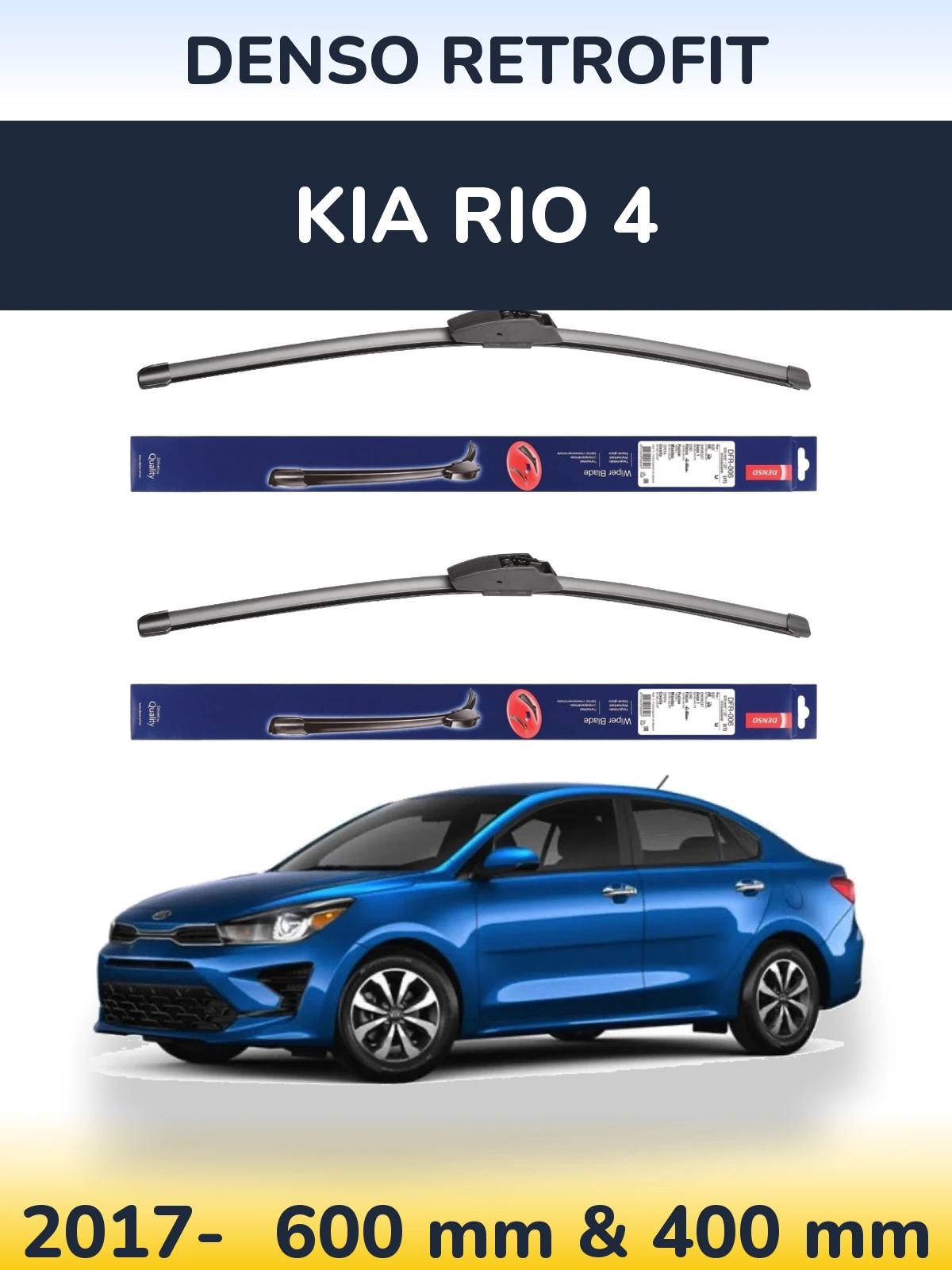 Комплект передних дворников Denso Retrofit 600 & 400 мм для KIA Rio 4 2017-2026