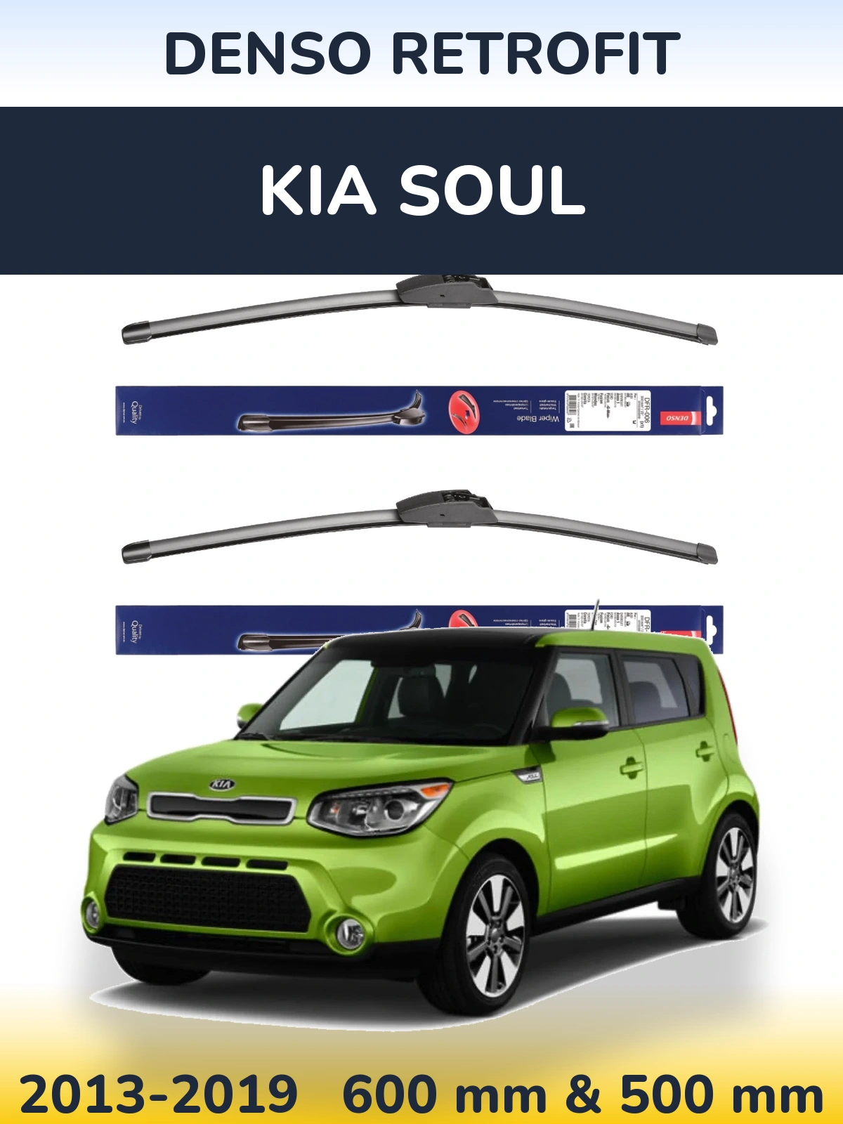 Комплект передніх щіток Denso Retrofit 600 & 500 мм для KIA Soul 2013-2019