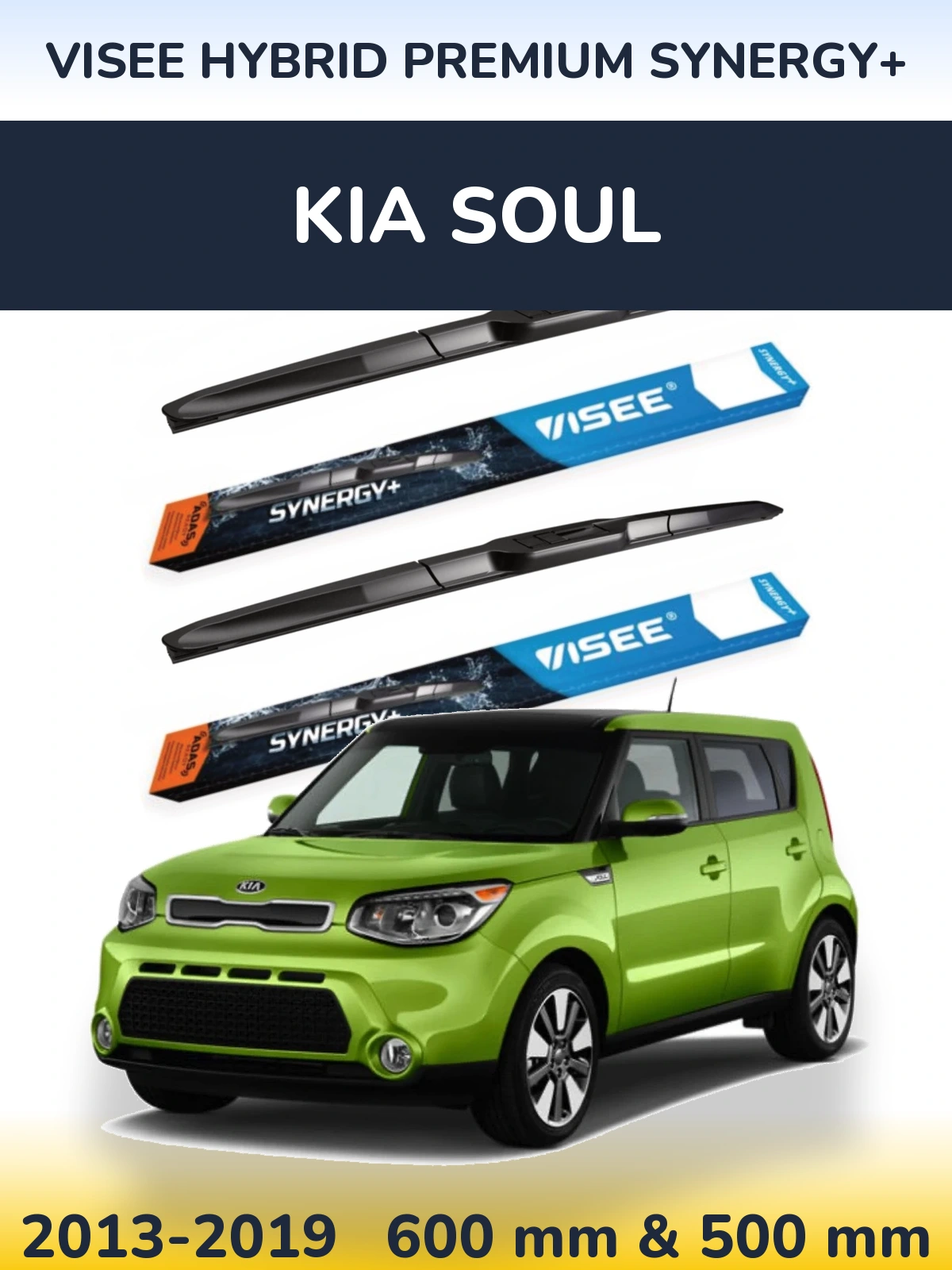 Комплект передніх щіток VISEE HYBRID PREMIUM SYNERGY+ 600 & 500 мм для KIA Soul 2013-2019