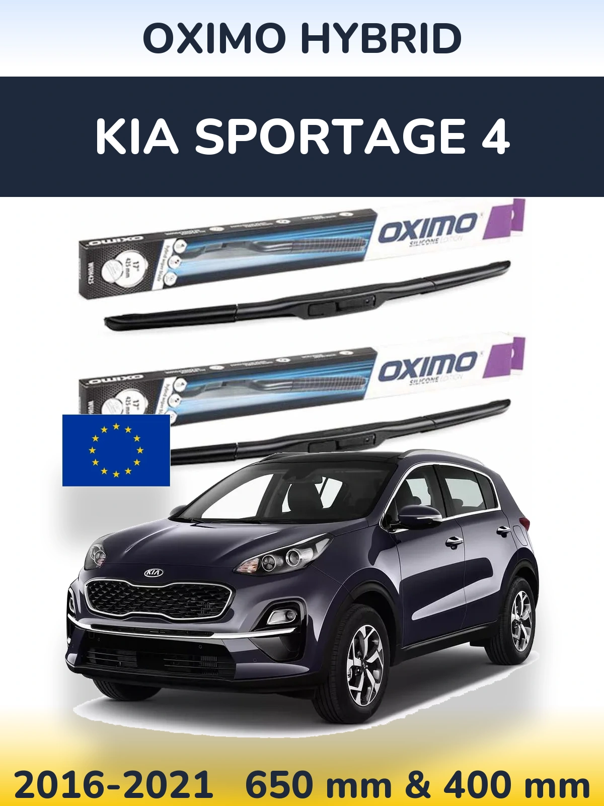 Front wiper blade set Oximo Hybrid 650 & 400 mm for KIA Sportage 4 2016-2021