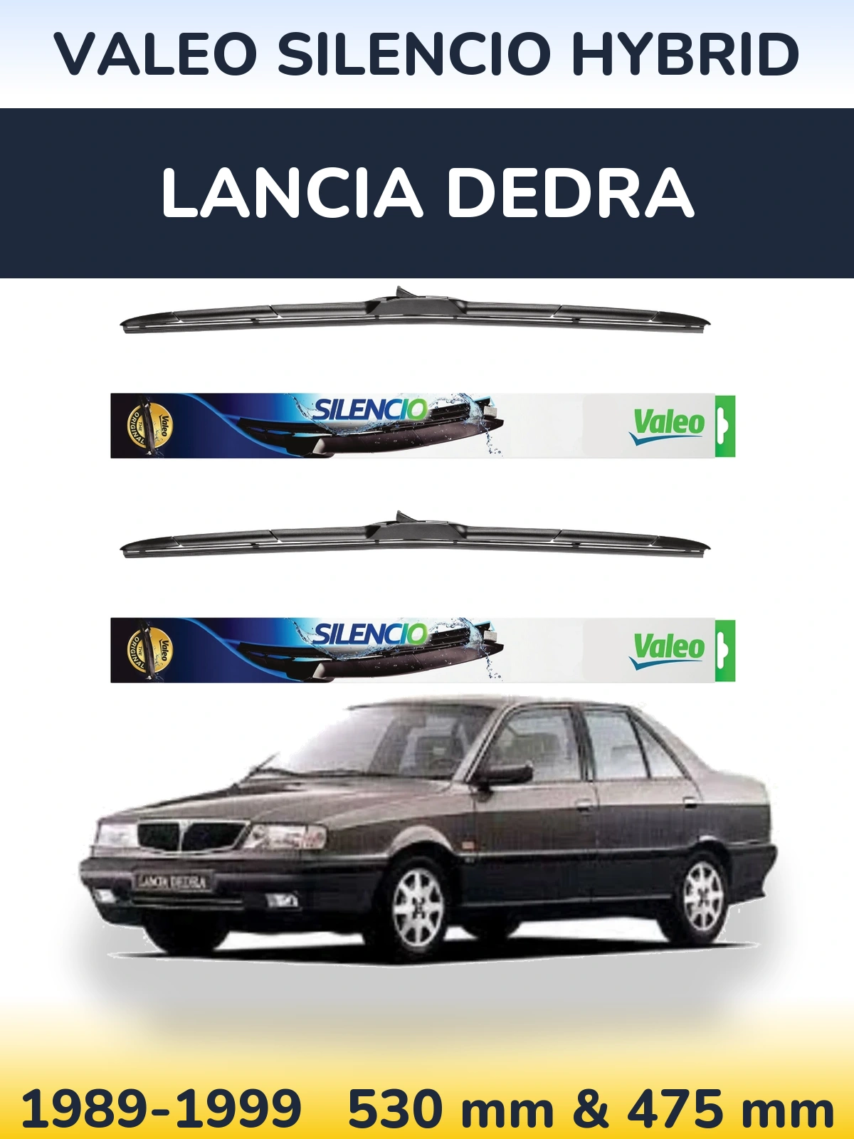 Комплект передніх щіток Valeo Silencio Hybrid 530 & 475 мм для Lancia Dedra 1989-1999