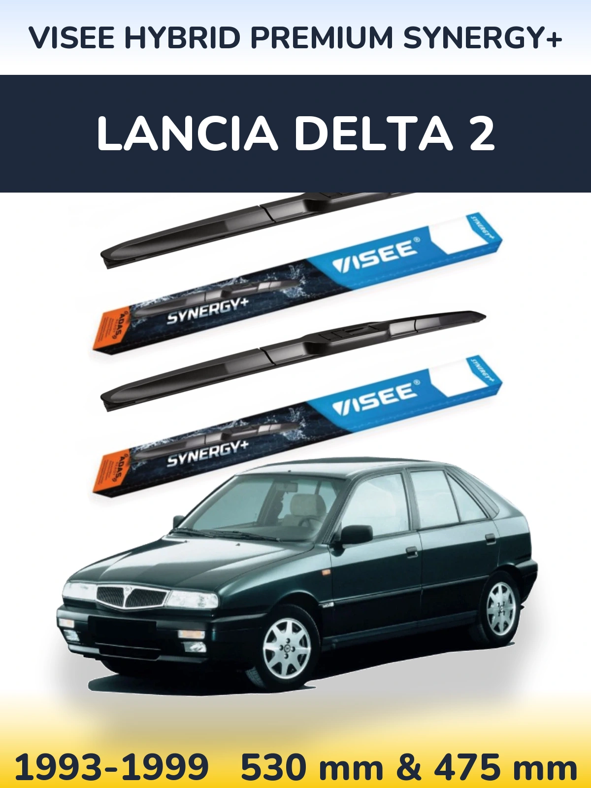 Комплект передних дворников VISEE HYBRID PREMIUM SYNERGY+ 530 & 475 мм для Lancia Delta 2 1993-1999