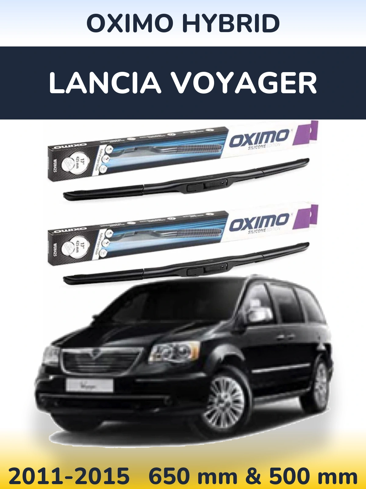 Front wiper blade set Oximo Hybrid 650 & 500 mm for Lancia Voyager 2011-2015