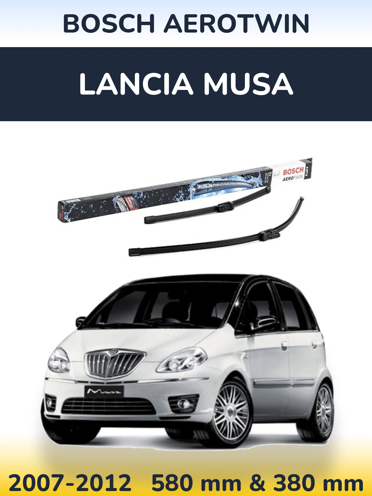 Комплект передніх щіток BOSCH AeroTwin 580 & 380 мм для Lancia Musa 2007-2012