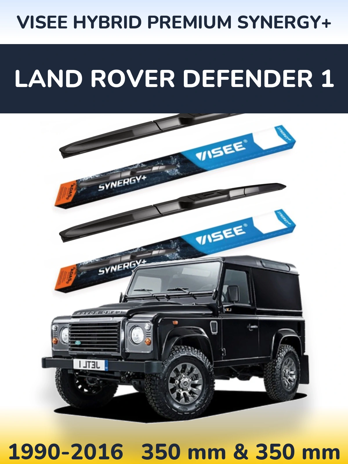 Front wiper blade set VISEE HYBRID PREMIUM SYNERGY+ 350 & 350 mm for Land Rover Defender 1 1990-2016