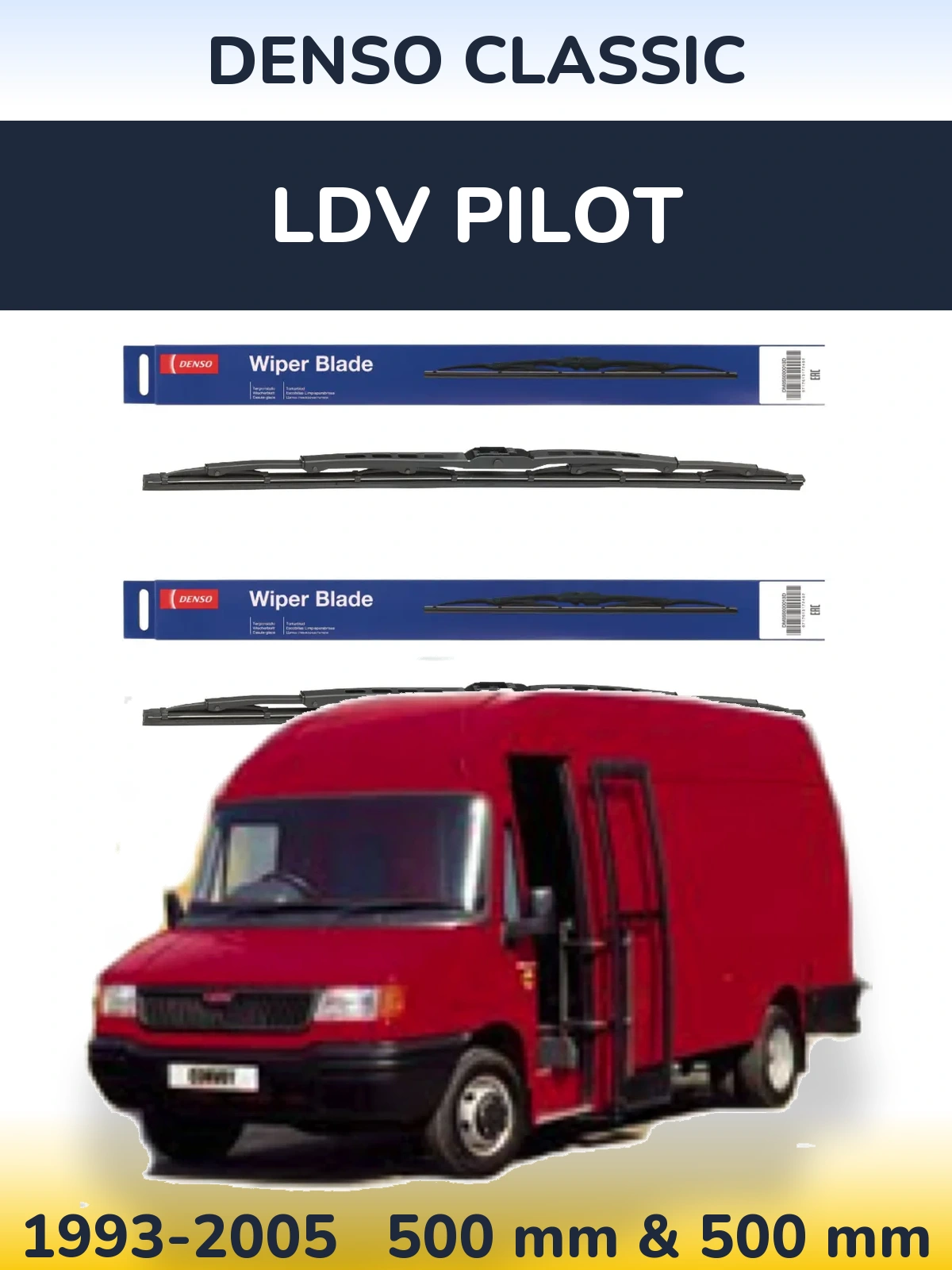 Комплект передних дворников Denso Classic 500 & 500 мм для LDV Pilot 1993-2005