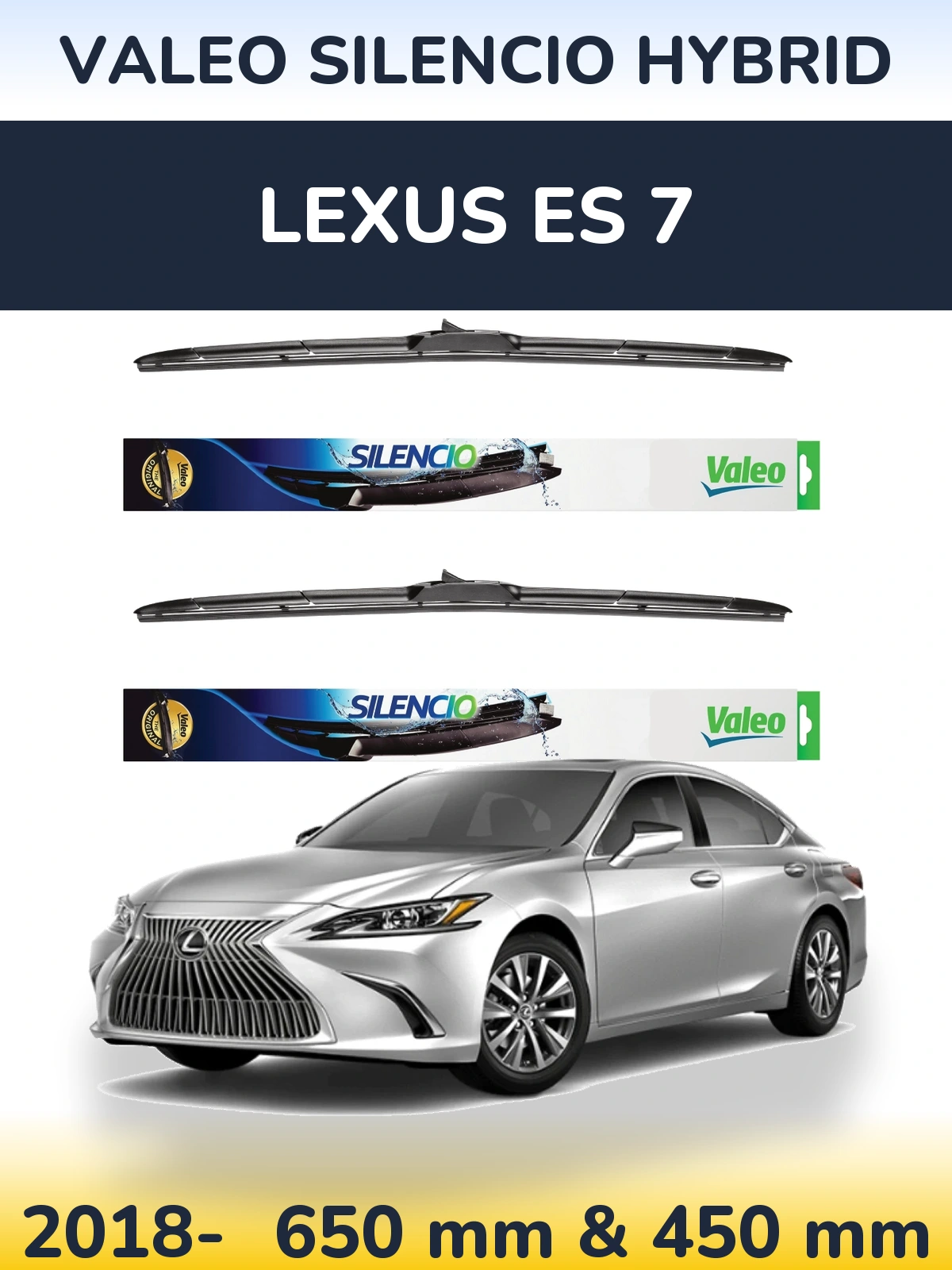 Комплект передних дворников Valeo Silencio Hybrid 650 & 450 мм для Lexus ES 7 2018-2026