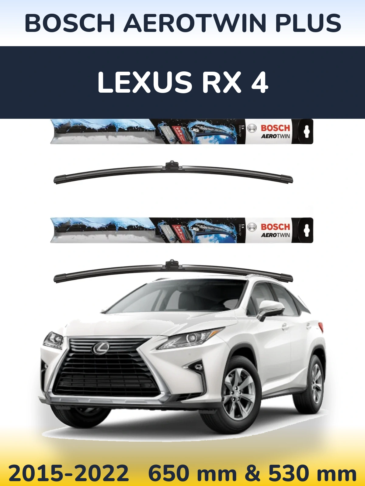 Комплект передних дворников BOSCH AeroTwin Plus 650 & 530 мм для Lexus RX 4 2015-2022