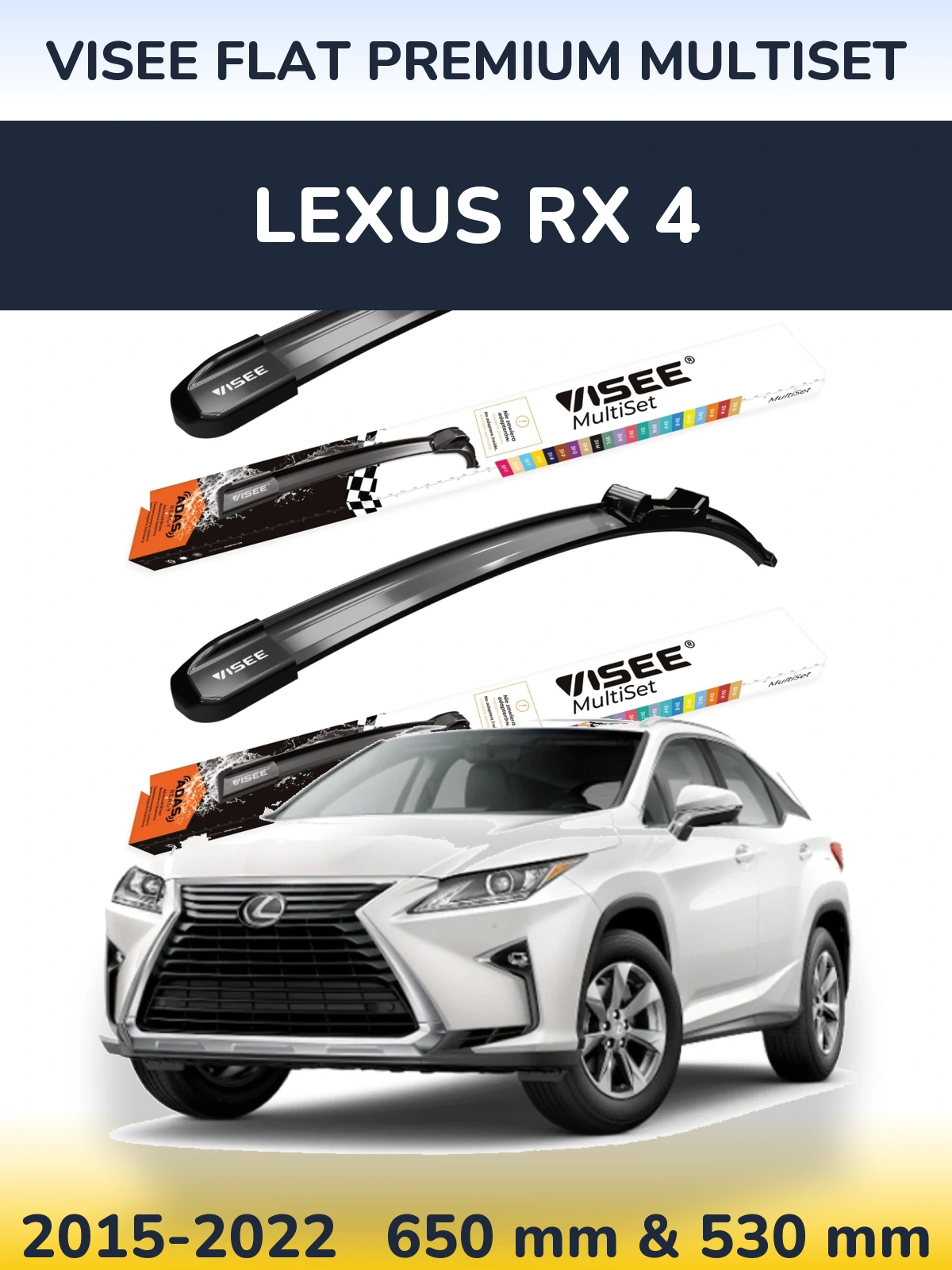 Front wiper blade set VISEE FLAT PREMIUM MultiSet 650 & 530 mm for Lexus RX 4 2015-2022
