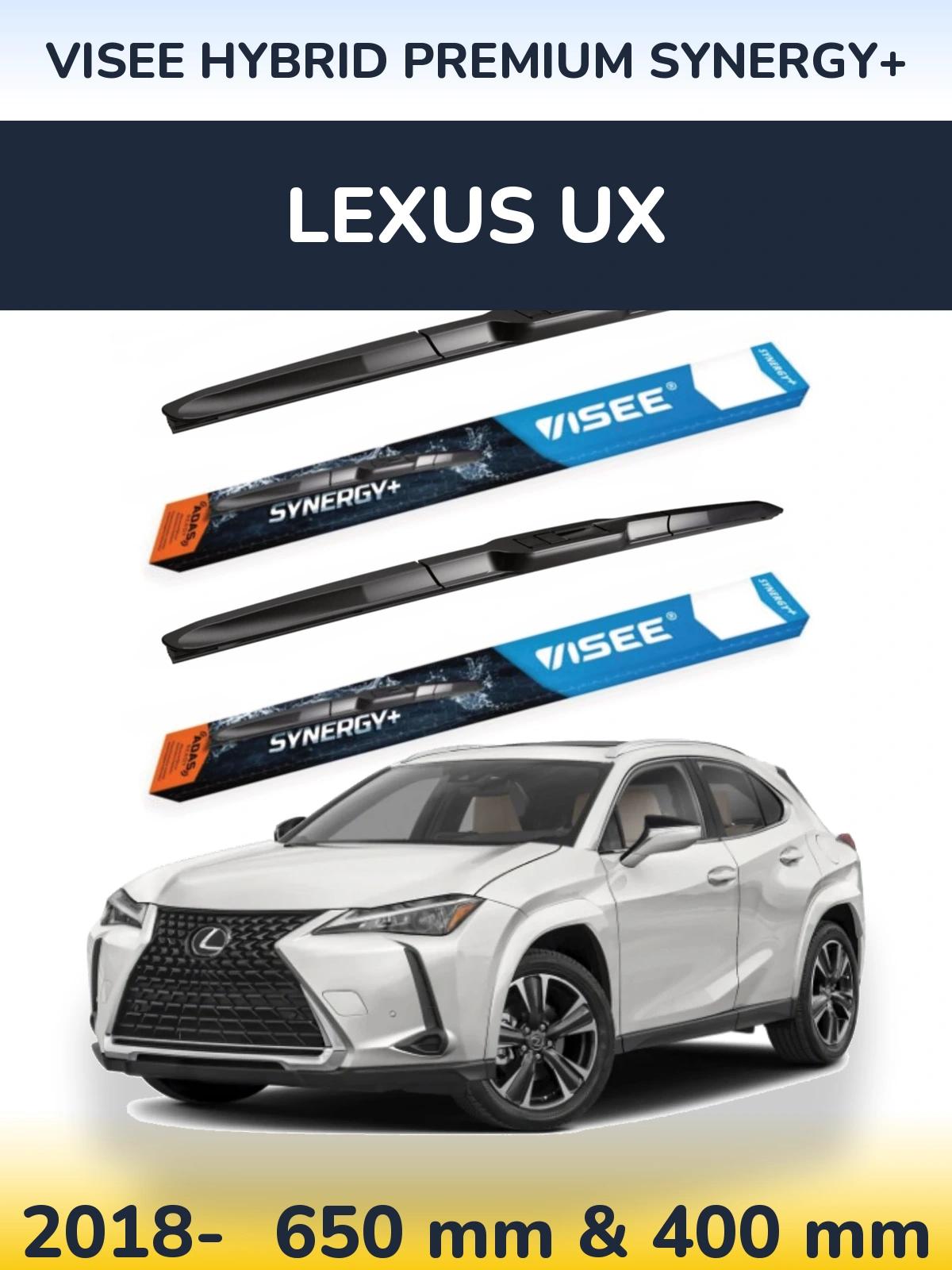 Комплект передніх щіток VISEE HYBRID PREMIUM SYNERGY+ 650 & 400 мм для Lexus UX 2018-2026
