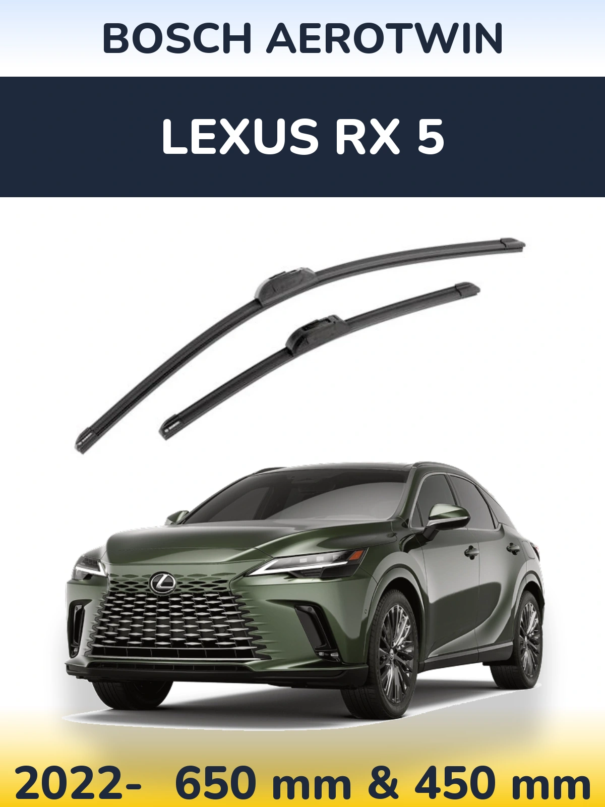 Front wiper blade set BOSCH AeroTwin 650 & 450 mm for Lexus RX 5 2022-2026
