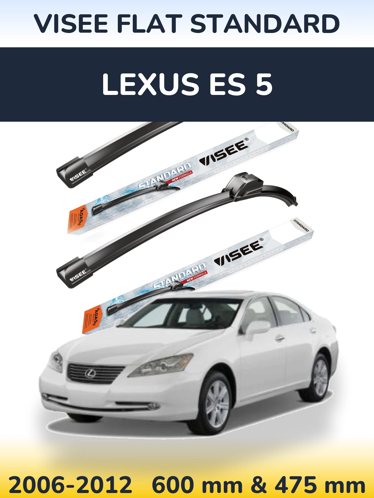 Комплект передніх щіток VISEE FLAT STANDARD 600 & 475 мм для Lexus ES 5 2006-2012