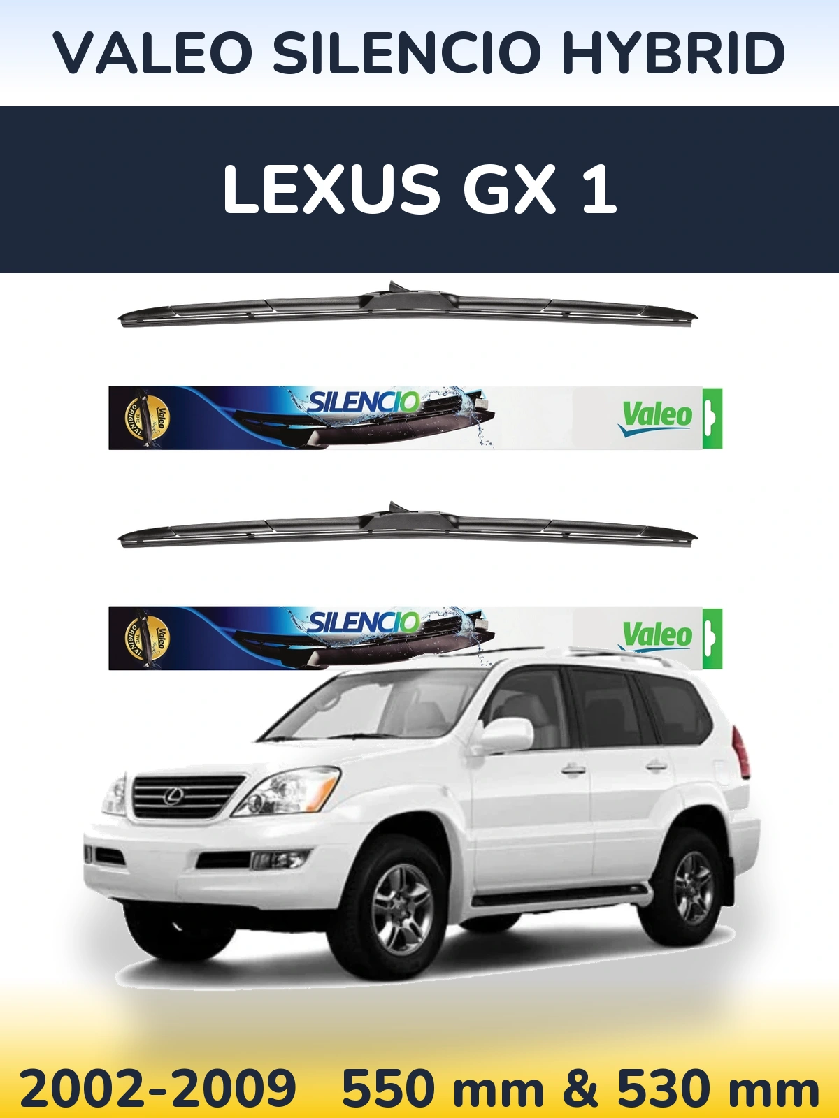 Комплект передних дворников Valeo Silencio Hybrid 550 & 530 мм для Lexus GX 1 2002-2009