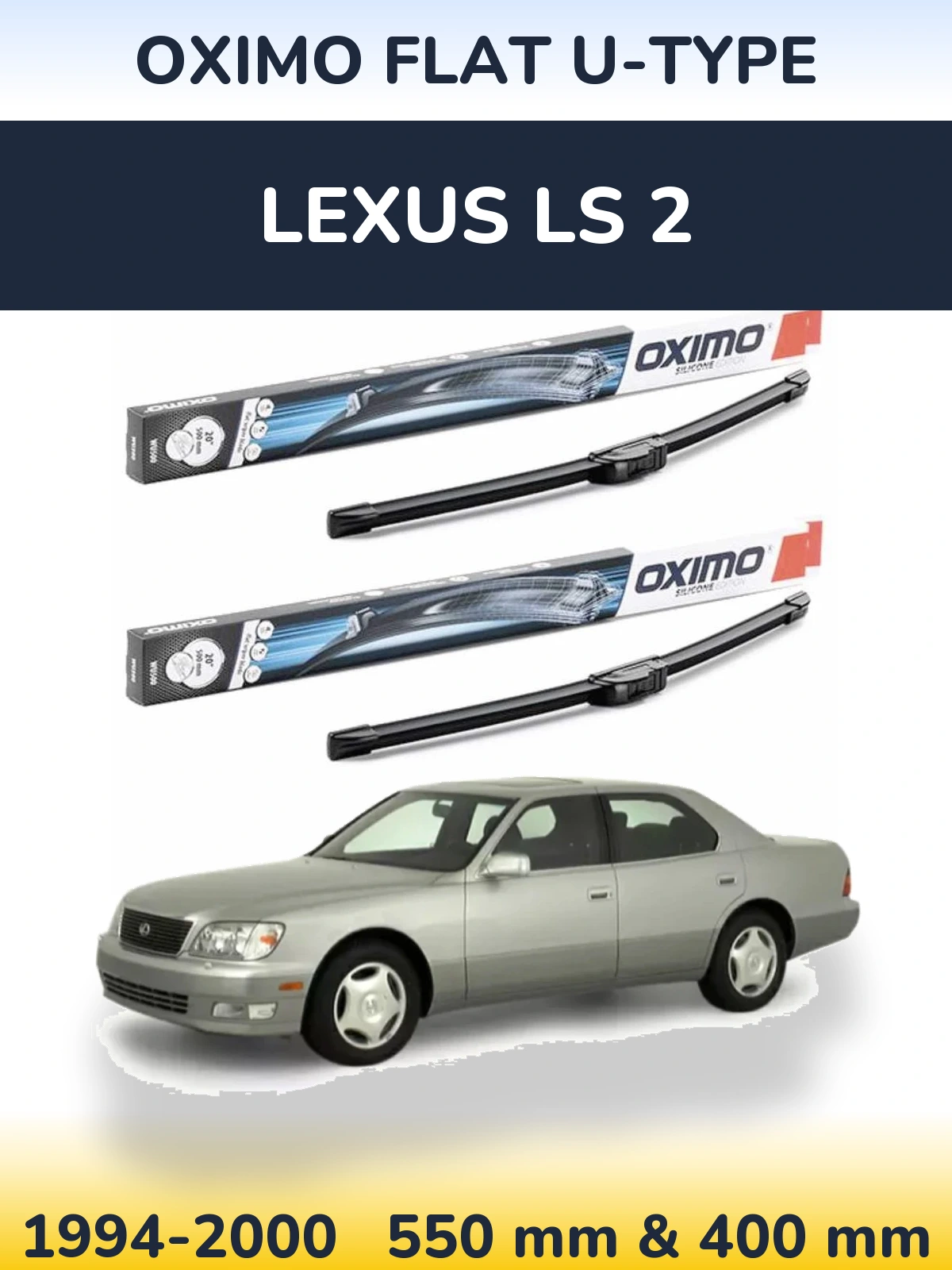 Комплект передних дворников Oximo Flat U-type 550 & 400 мм для Lexus LS 2 1994-2000