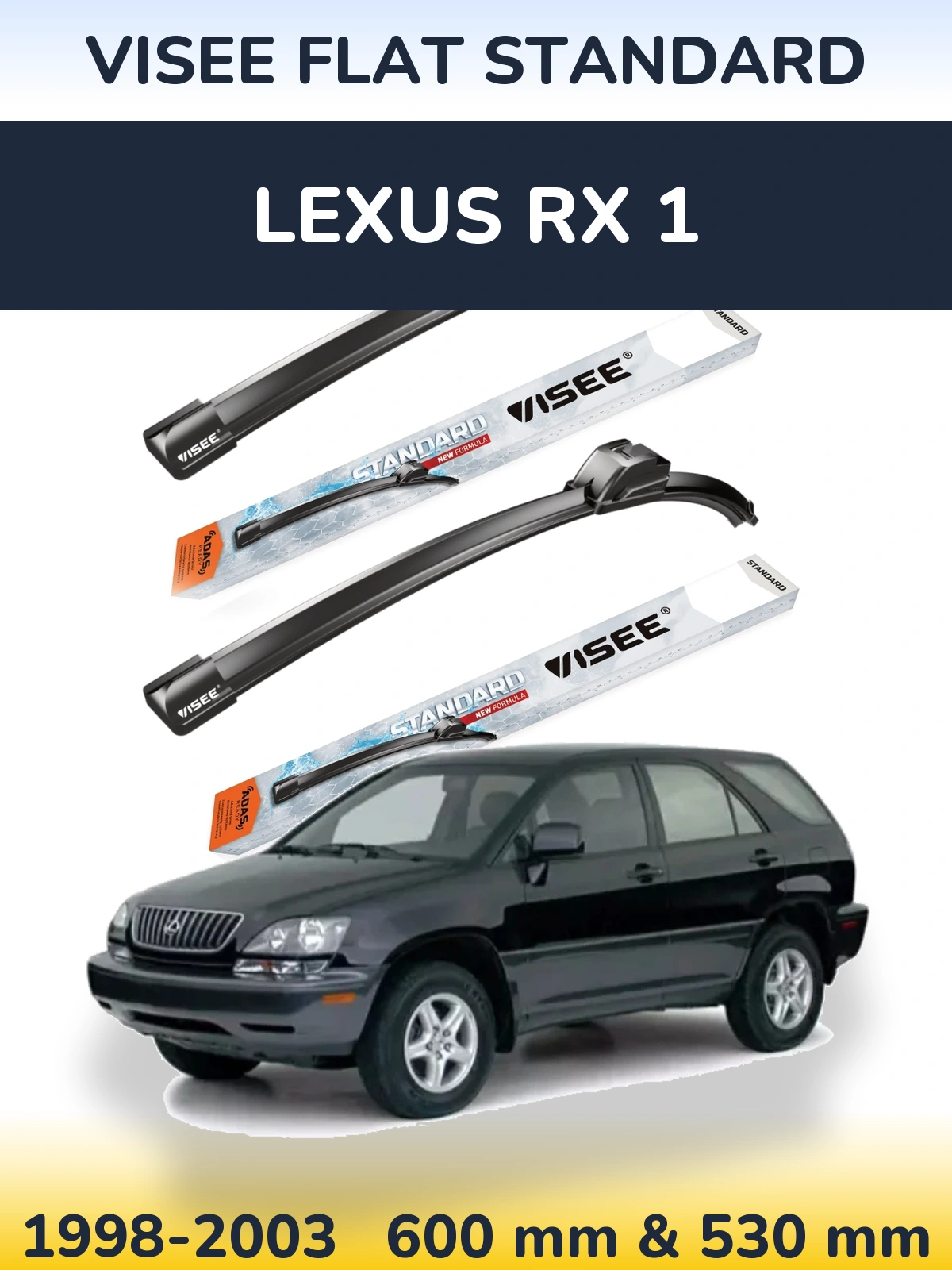 Комплект передних дворников VISEE FLAT STANDARD 600 & 530 мм для Lexus RX 1 1998-2003