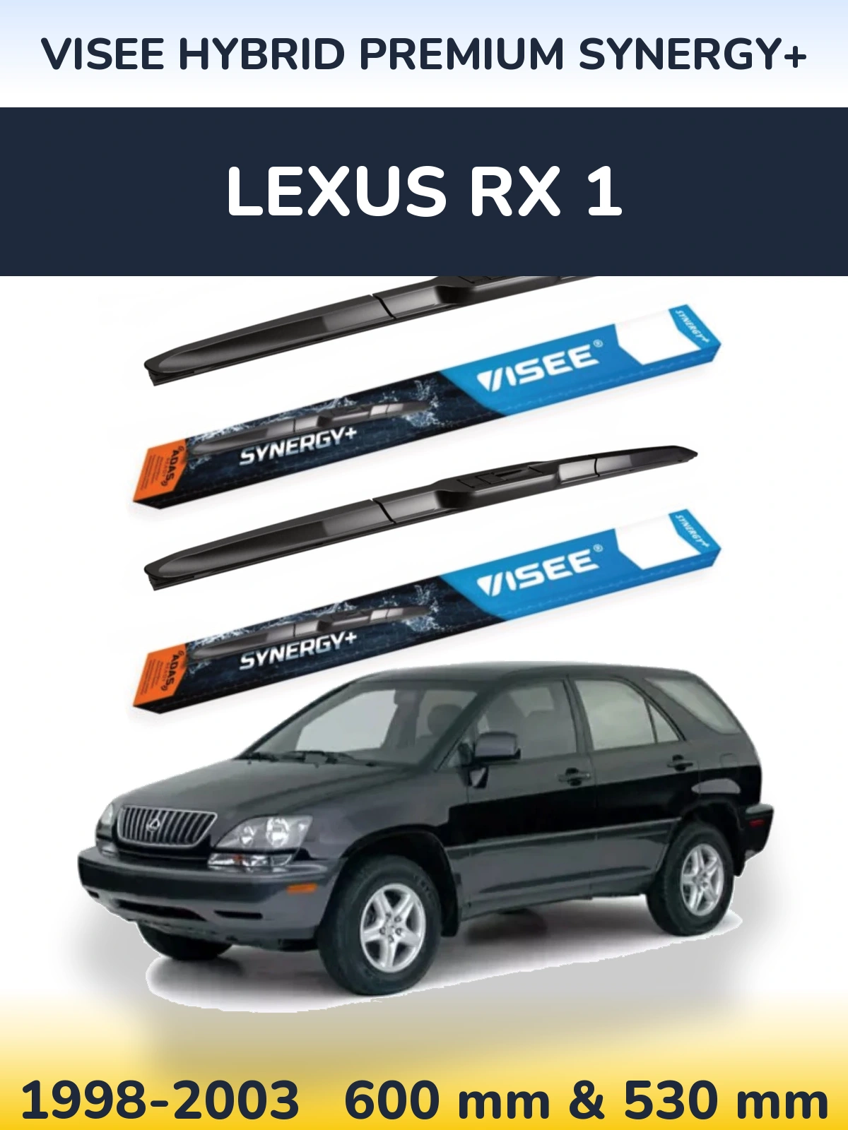Front wiper blade set VISEE HYBRID PREMIUM SYNERGY+ 600 & 530 mm for Lexus RX 1 1998-2003