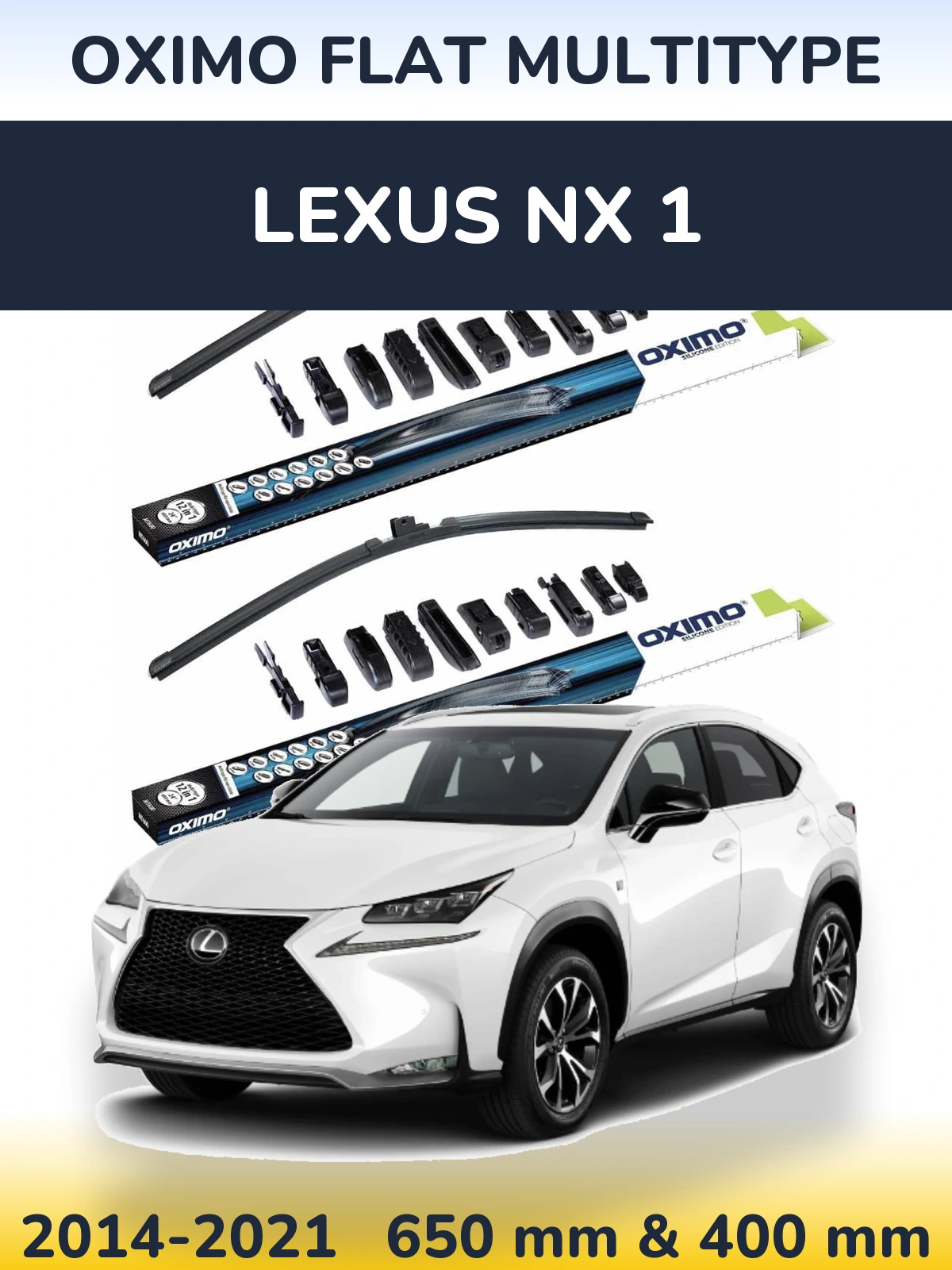 Комплект передніх щіток Oximo Flat MultiТипe 650 & 400 мм для Lexus NX 1 2014-2021