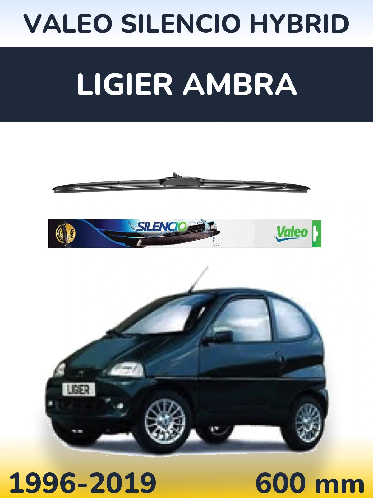 Передня щітка Valeo Silencio Hybrid 600 мм для Ligier Ambra 1996-2019