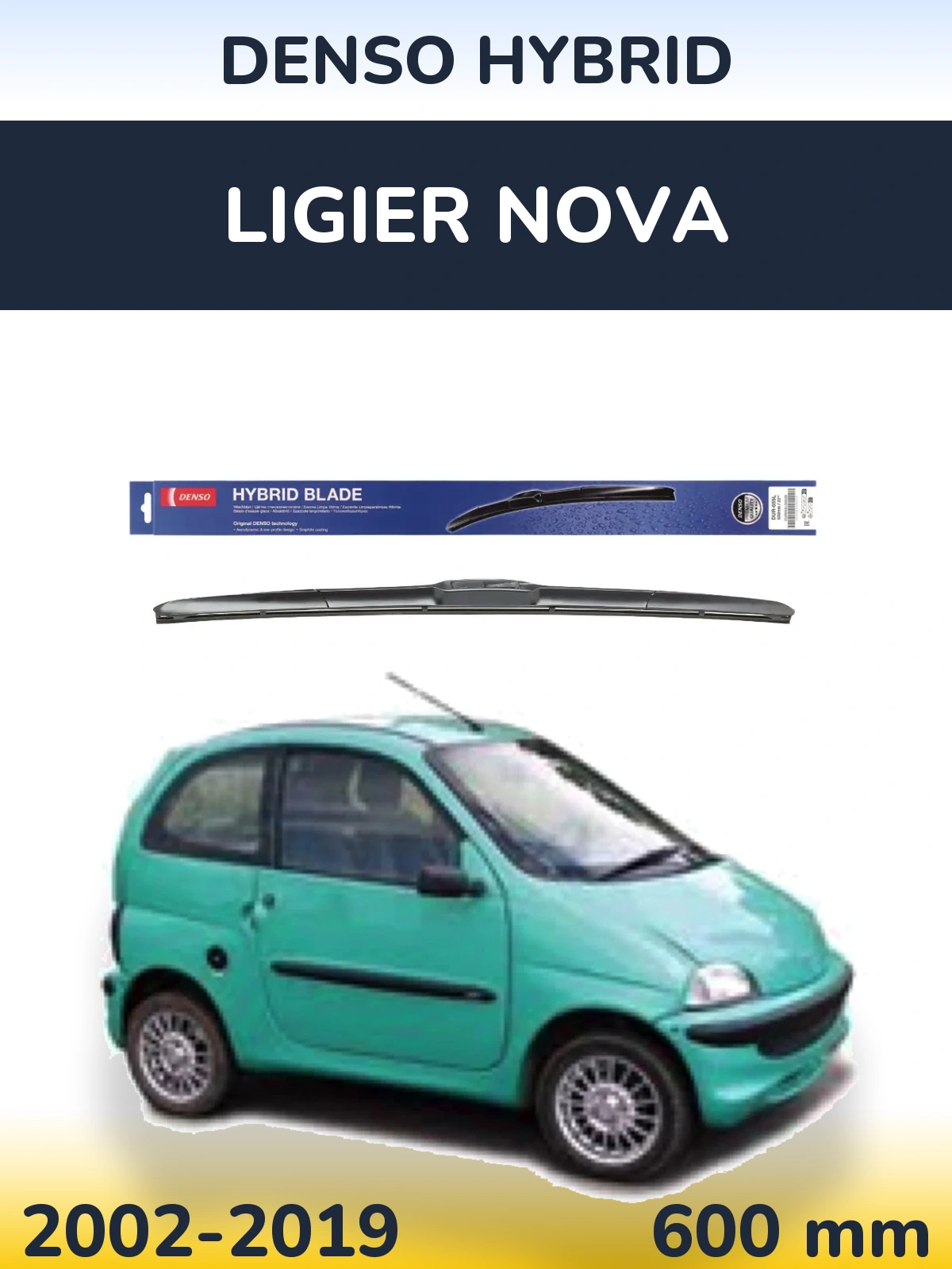 Front wiper blade Denso Hybrid 600 mm for Ligier Nova 2002-2019