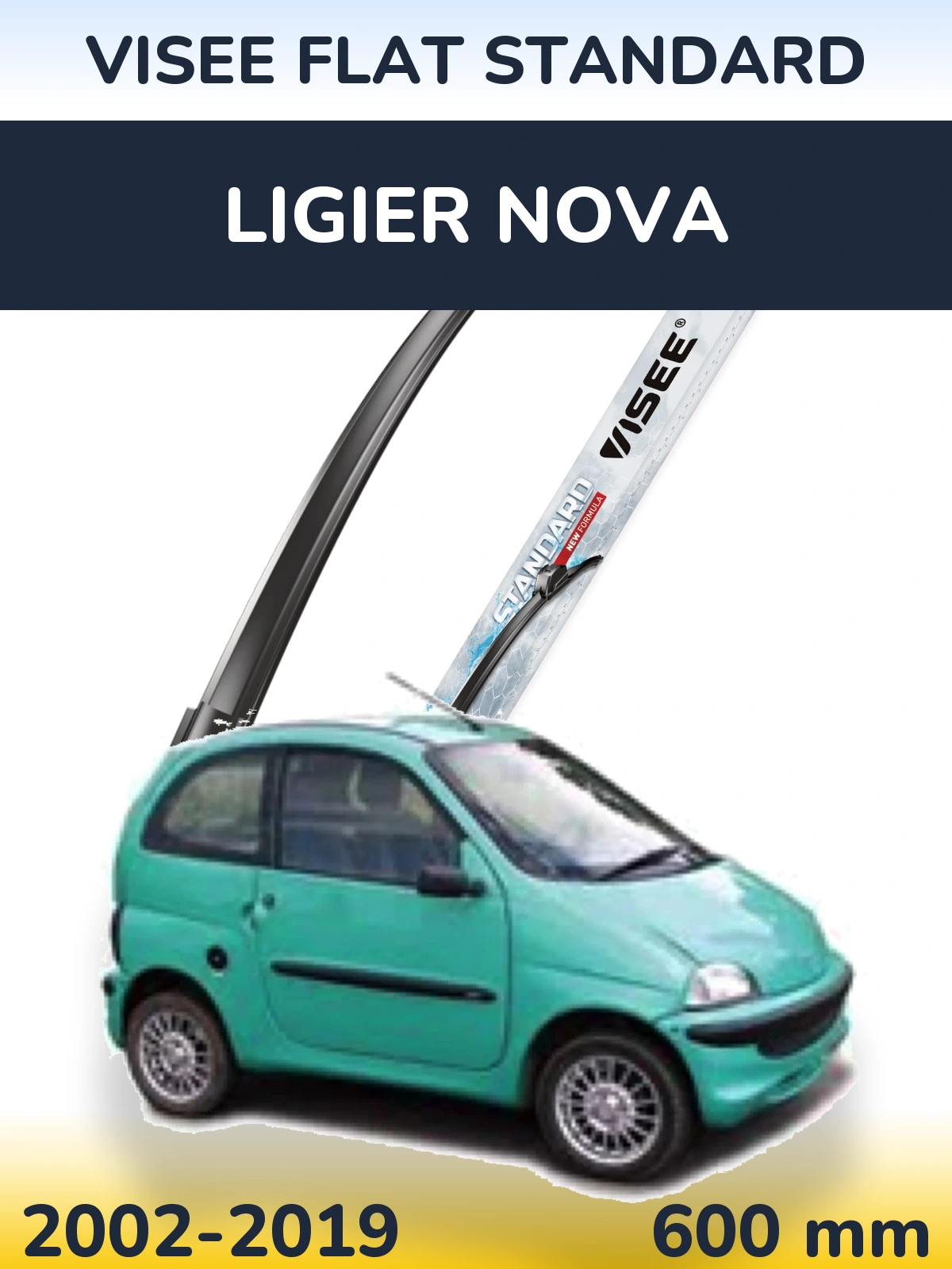 Front wiper blade VISEE FLAT STANDARD 600 mm for Ligier Nova 2002-2019